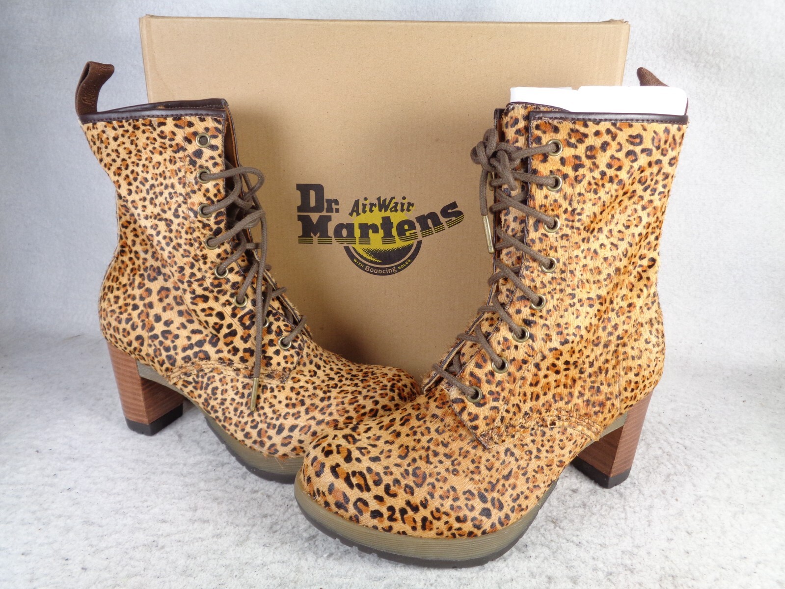 Dr Martens Darcie Real Fur Boots Womens US 8 Upper Leopard Print w/ Box Read