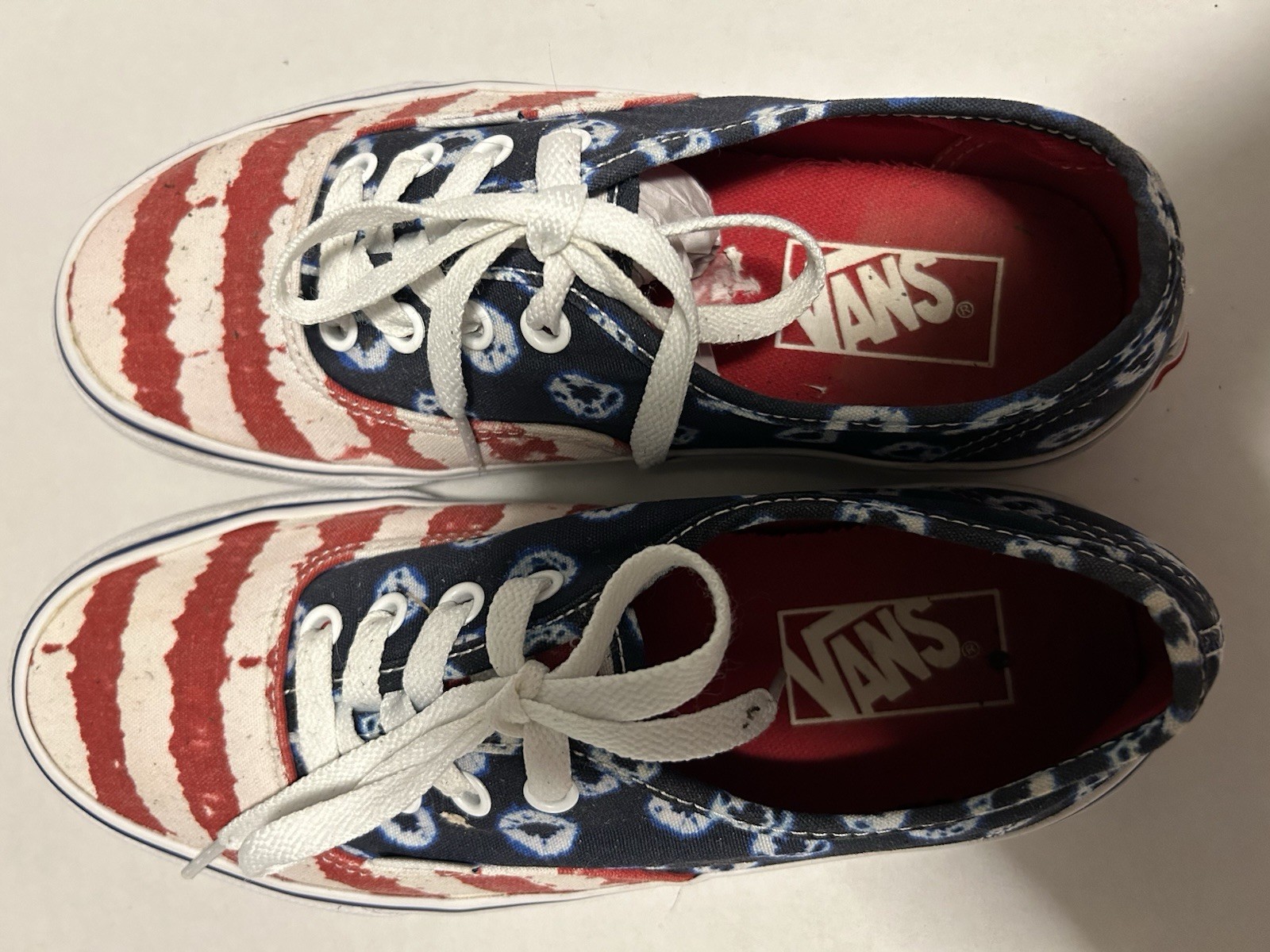 RARE Vans Off The Wall American Flag Patriotic Shoes Mens Size 6, Womens 7.5