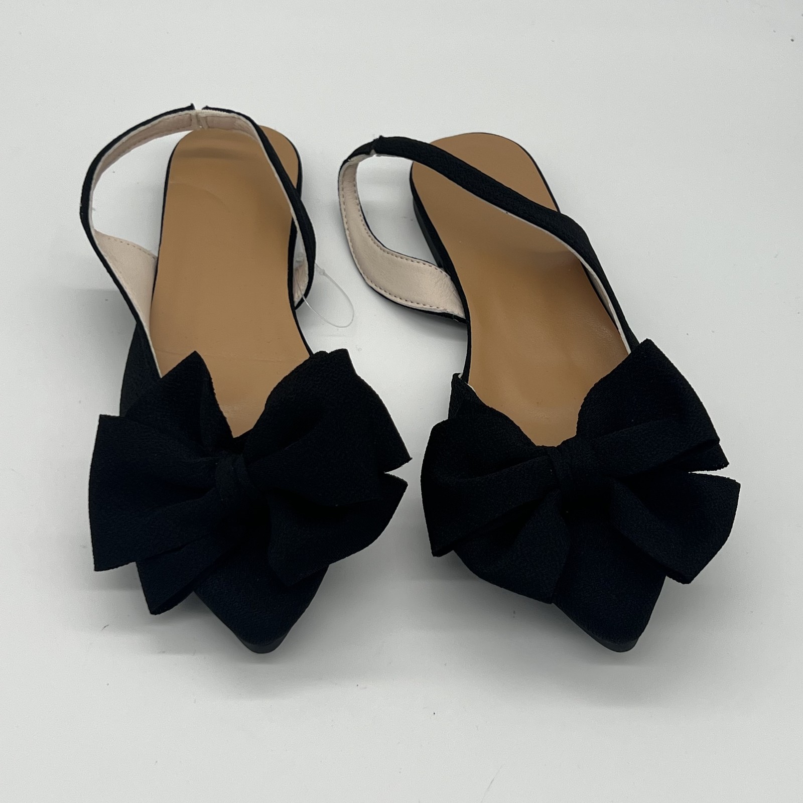 Women’s Black Pointed Toe Bow Slingback Flats EU 40 Made in China
