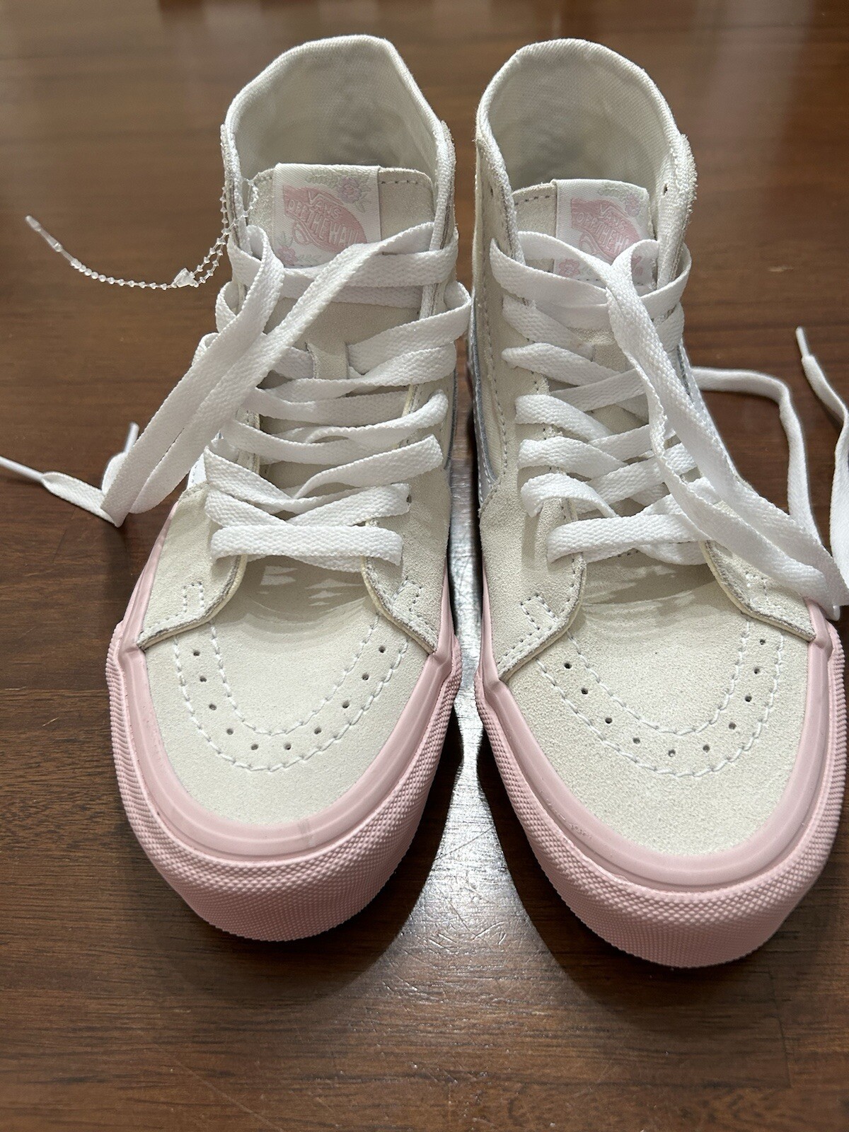 Vans Sk8-Hi Skate White/Pink Tapered Suede High Sneaker Men 5 Women 6.5 RARE