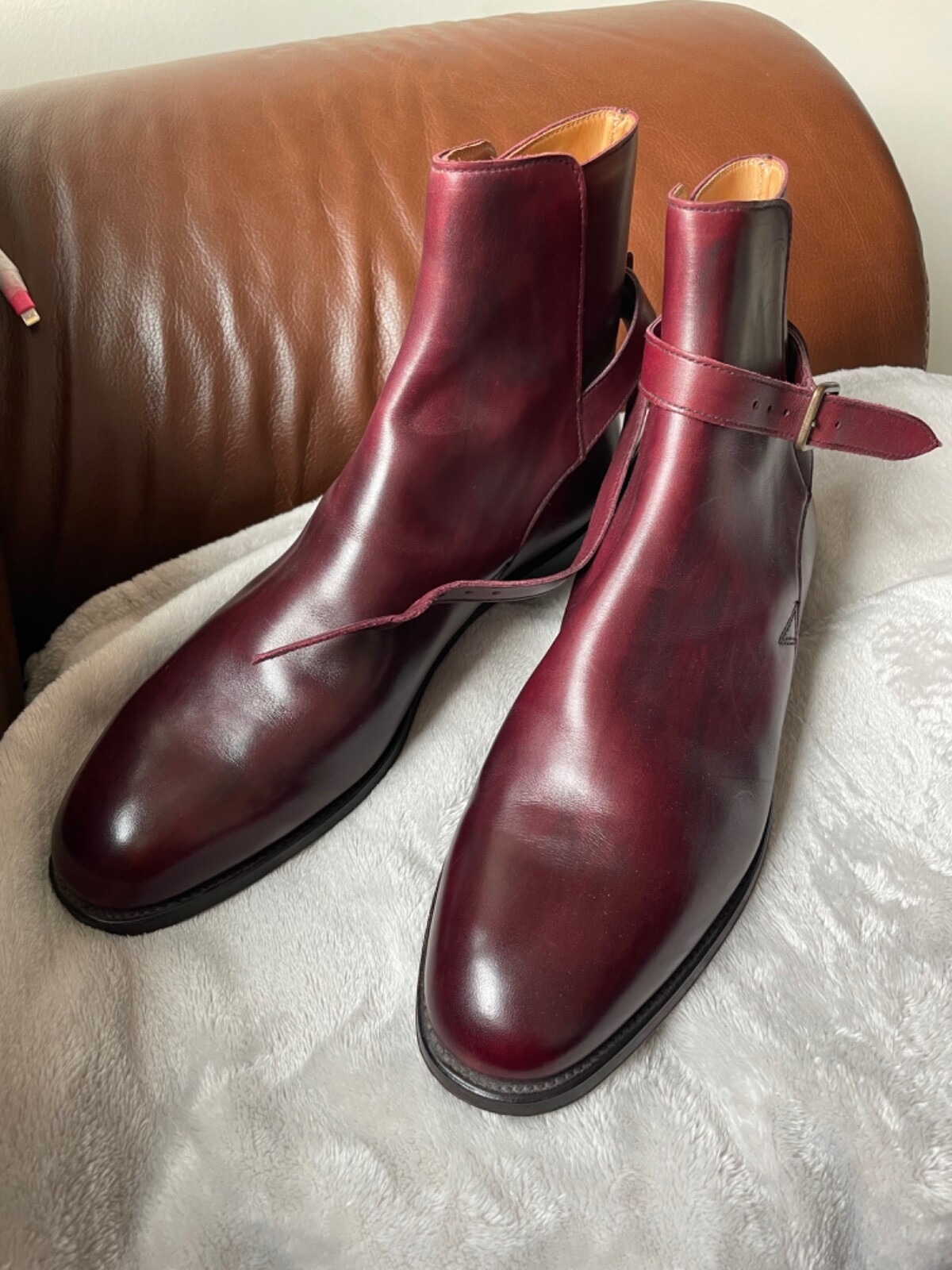 NEW CROCKETT & JONES SADDLE BROWN JODHPUR LEATHER ANKLE BOOTS WOMENs BUCKLE 10.5