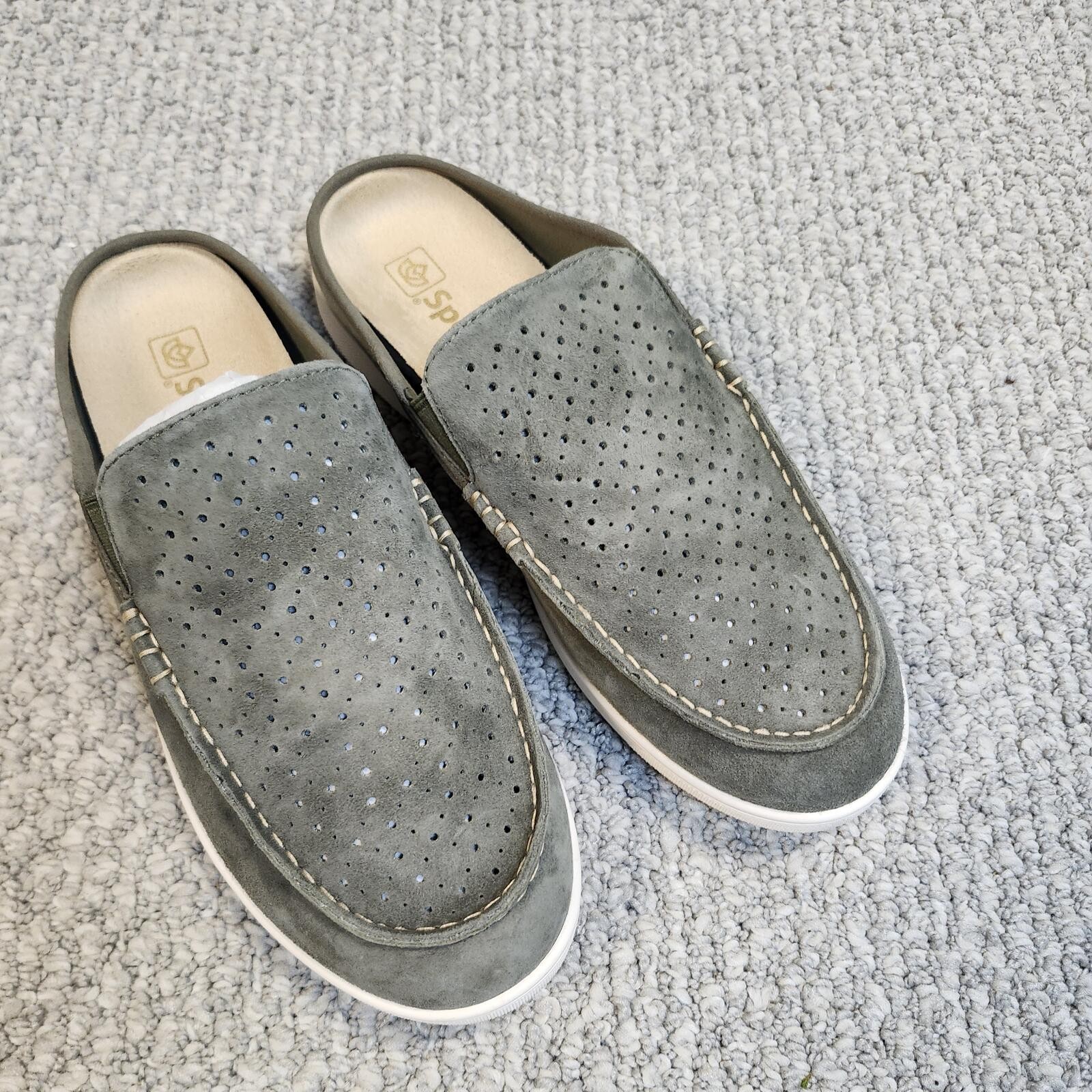 Spenco Olive Perforated Suede Slip-on Shoes Size 8.5 D New With Box