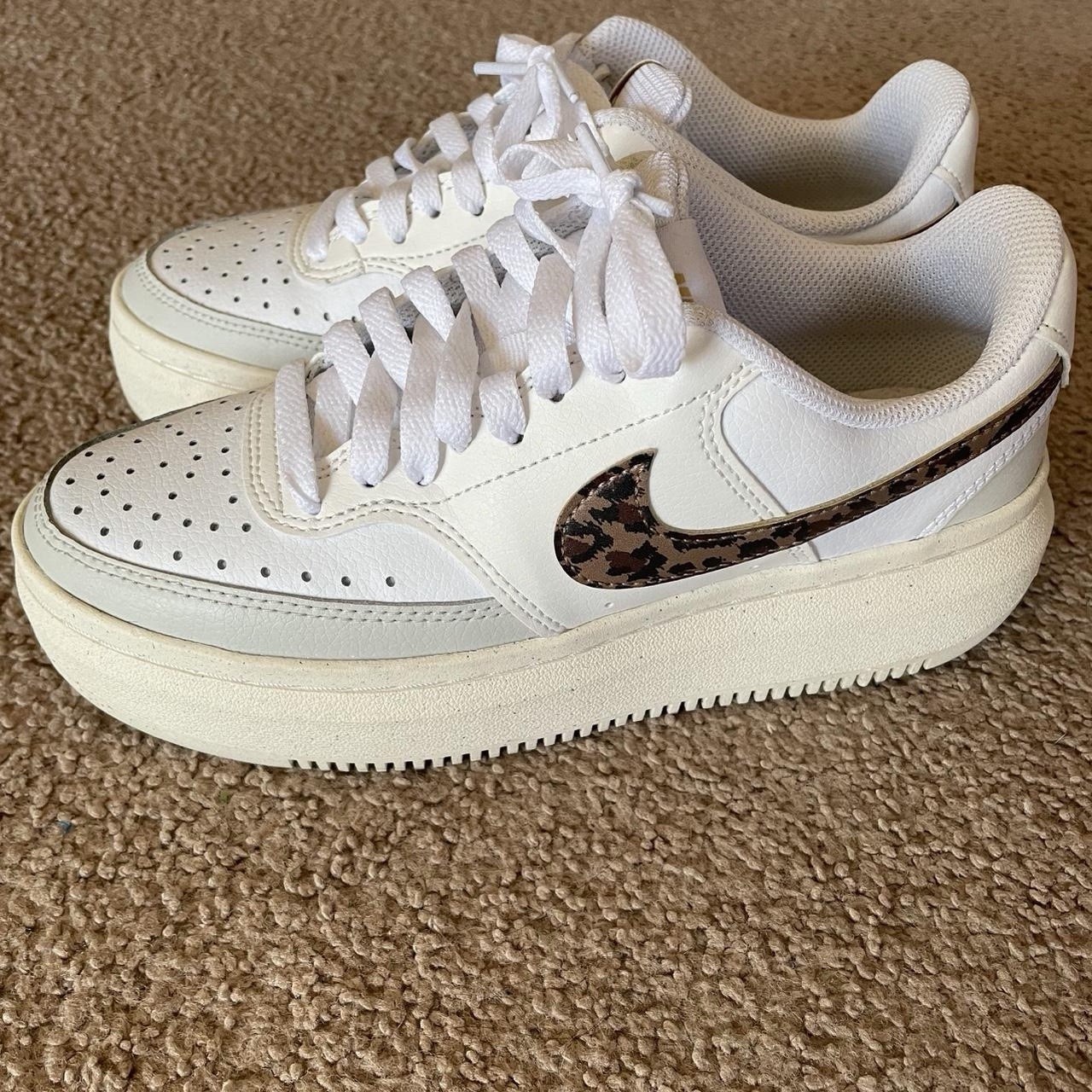 Nike Court Vision Alta Animal Print Sneakers White Gold Brown DO2791-100 Women’s