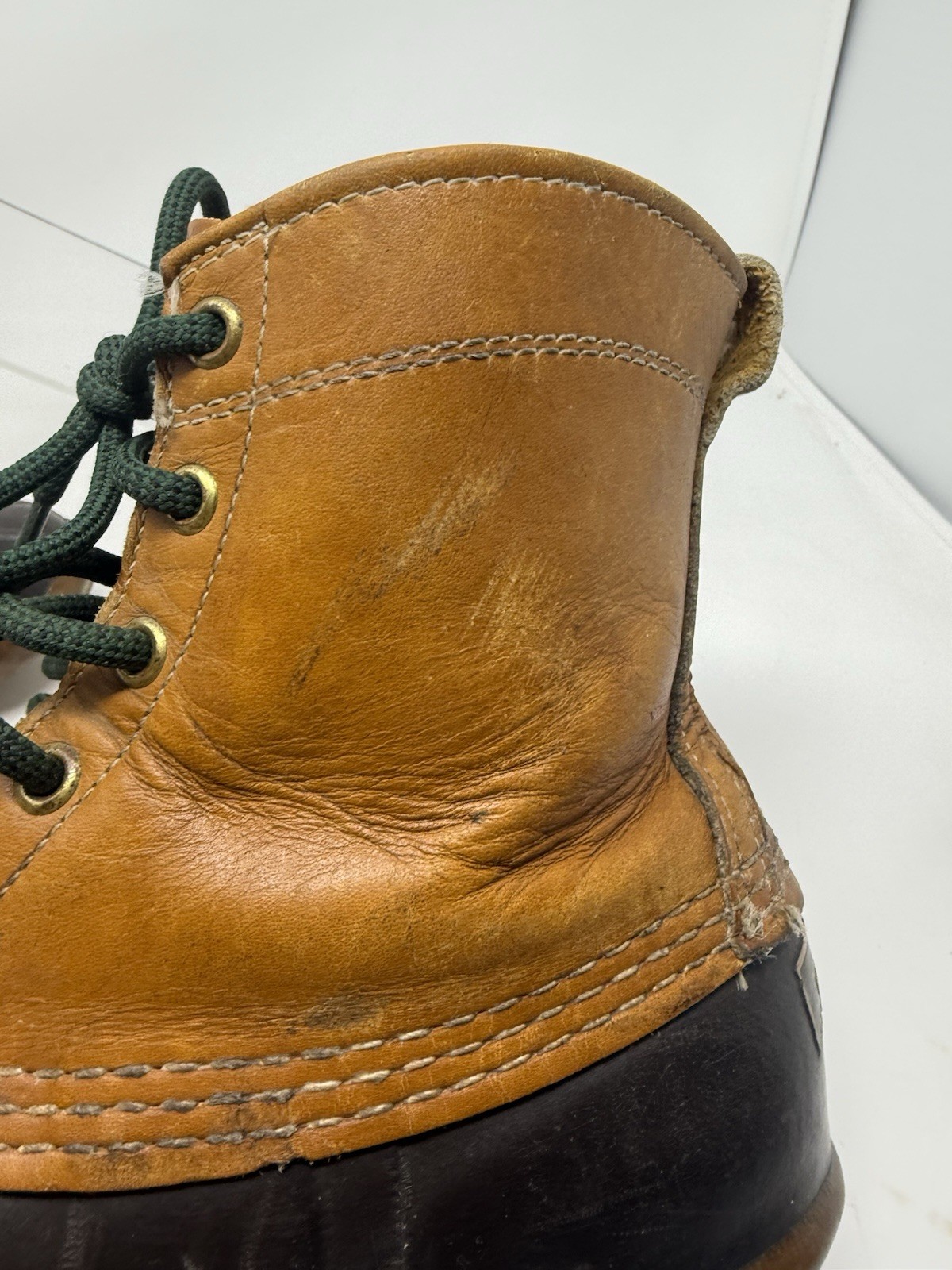 VTG LL Bean Boots Maine Hunting Shoe 9” High Brown Women Size 9 As Is