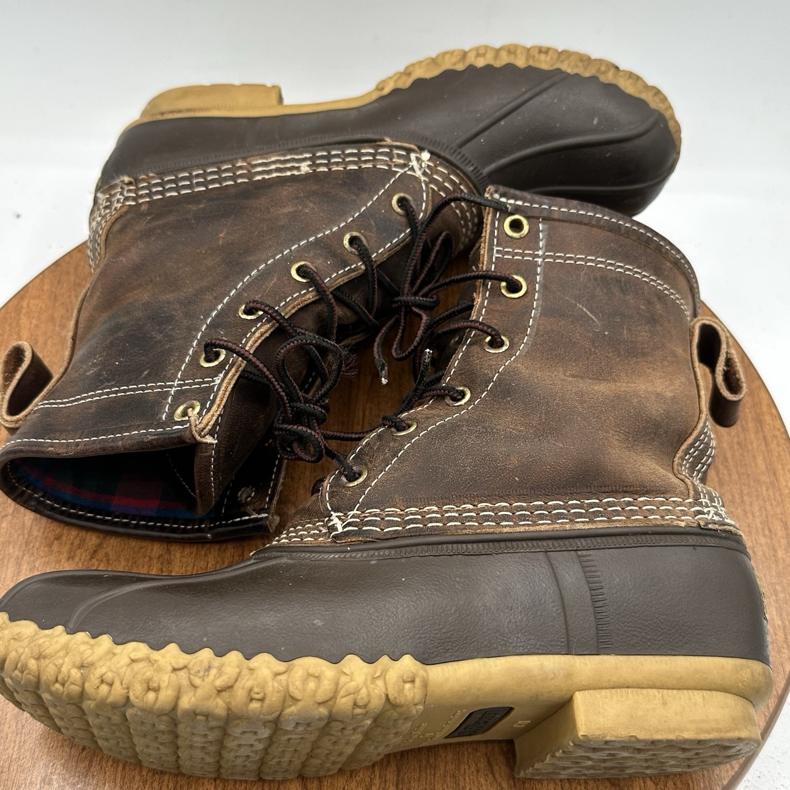 LL Bean Women’s Brown Leather 6” Flannel Lined Waterproof Duck Boots Size 6M USA