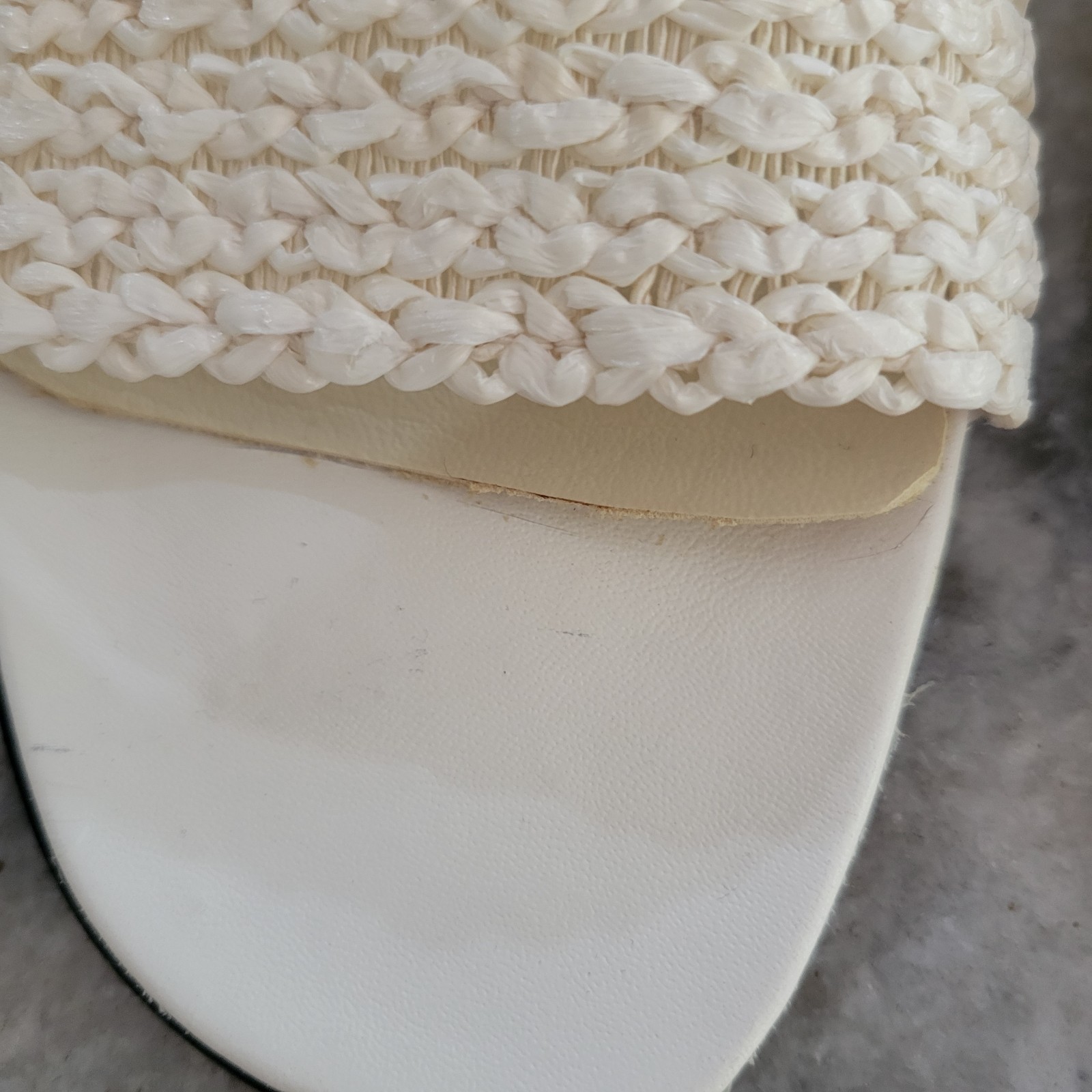 Jack Rogers Lexa Slide Sandals White Raffia Block Heel Women’s 10
