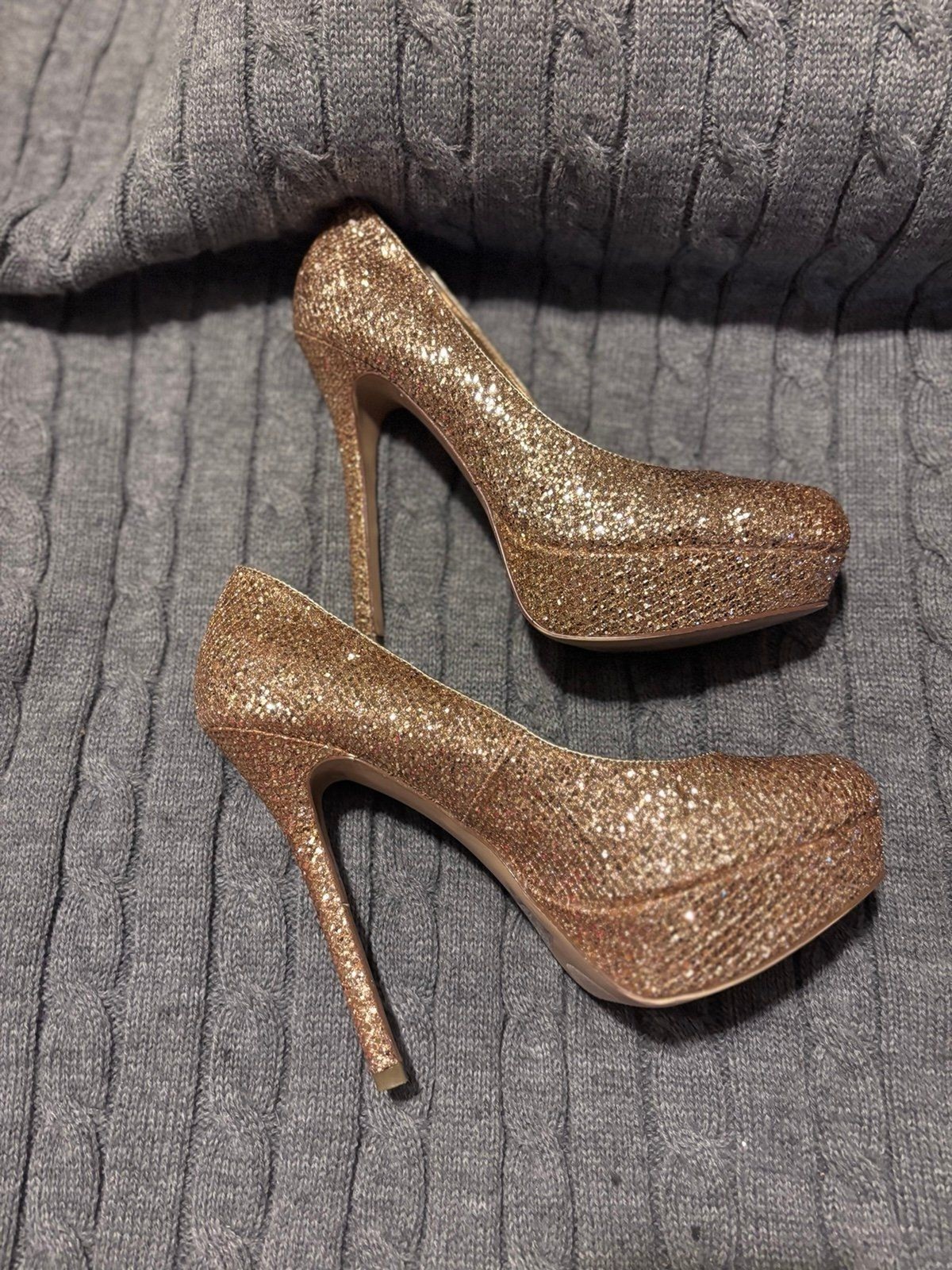 Sparkly gold stiletto heels