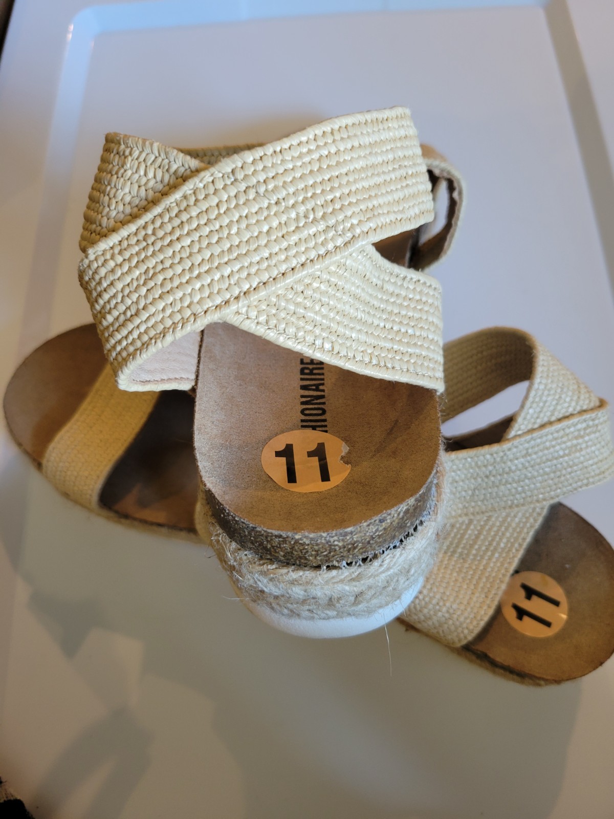 Cushionaire Women’s Beige Solid Strappy Wedge Sandals Ankle Strap Buckle 11M