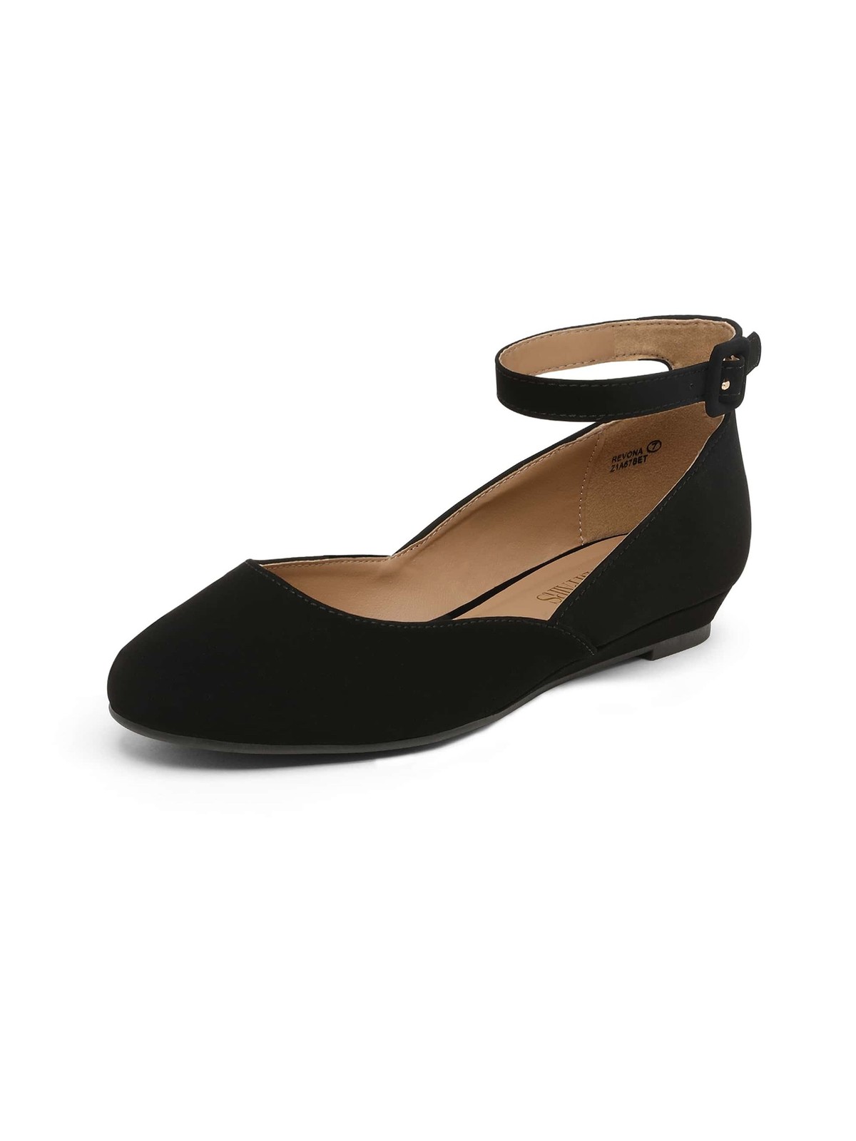 Women Ballet Flats Ankle Strap Low Wedge Round Toe Comfortable Flat Shoes
