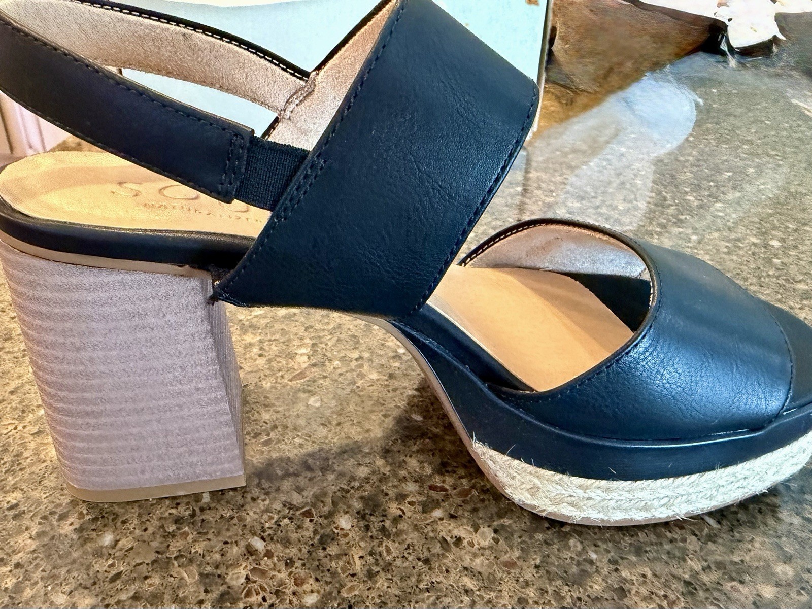 SOUL Naturalizer Holly Women’s Wide Black Leather Slingback Sandals Wide W 8.5