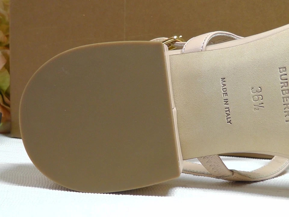 BURBERRY Pale Nude EMILY T-Strap Leather Thong Sandals Size 36.5 US***$720**NIB