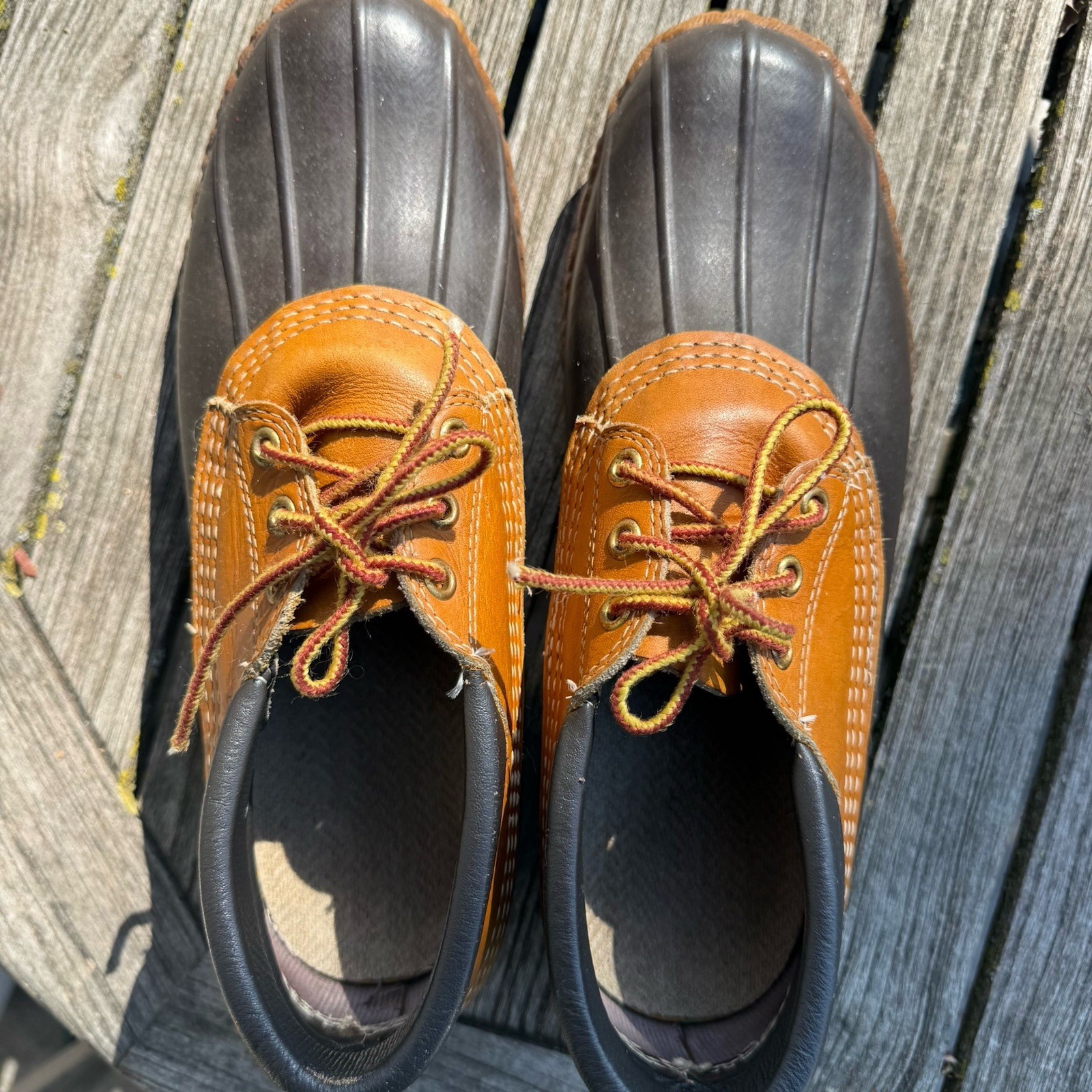 L.L. Bean Maine Hunting Shoe Duck Boots Brown Leather Rubber USA Women’s 9 GUC