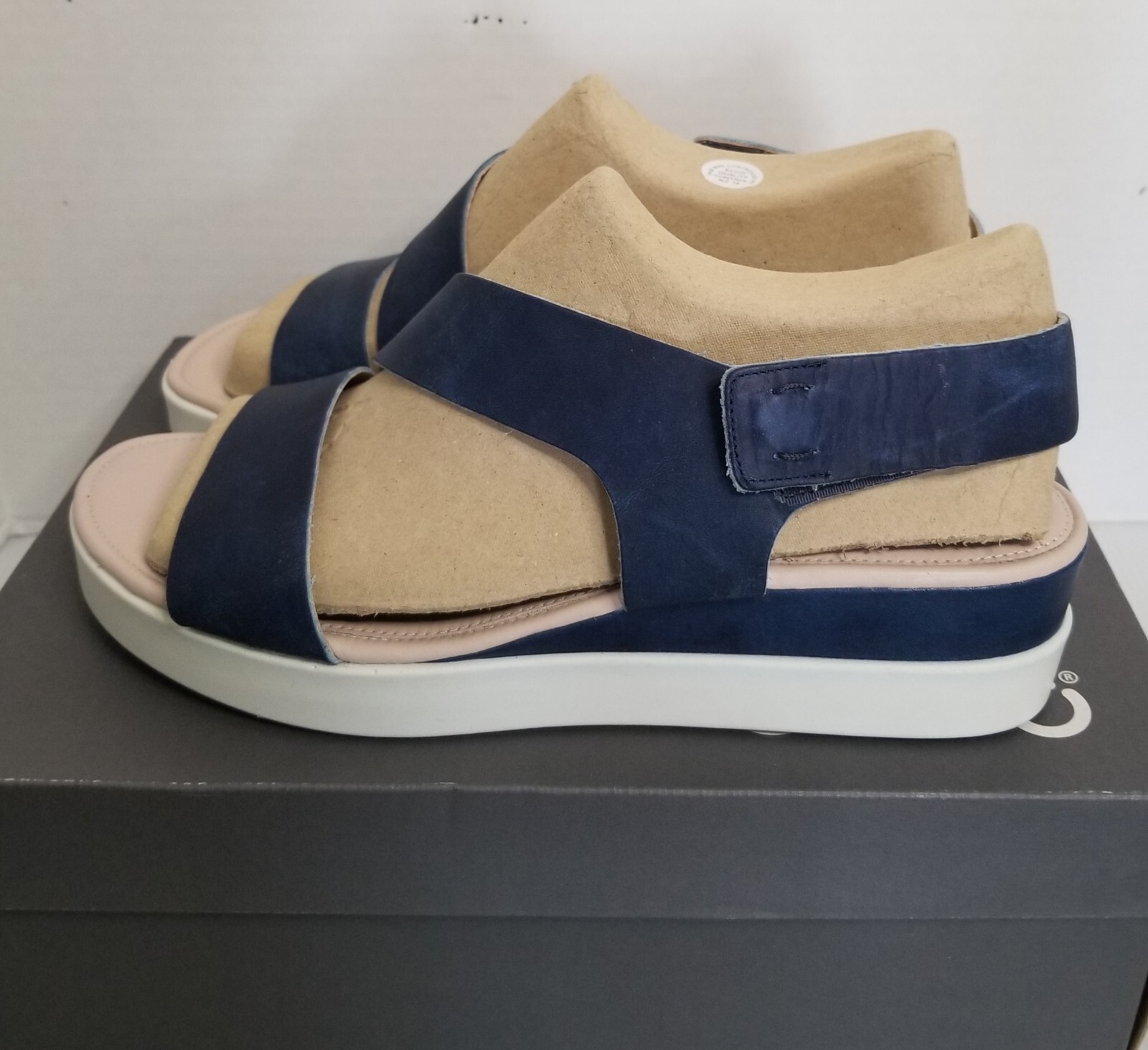 Womens ECCO Touch Sandal Plateau Sz 10-10.5 Indigo New In Box Danish Design