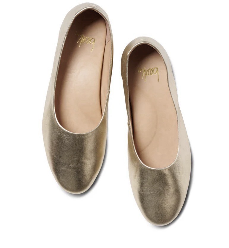 Beek Swiftlet Leather Ballet Slipper Gold Size 7.5 New In Box