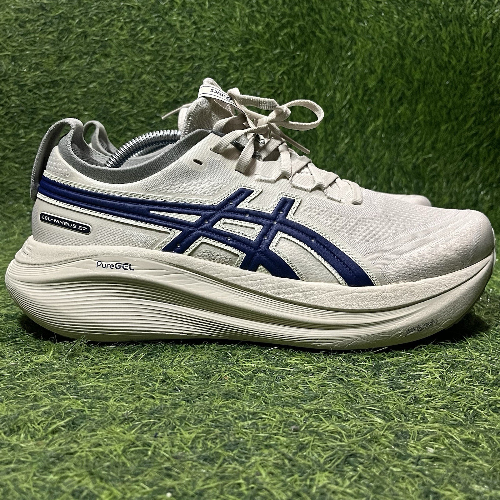 Asics Gel-Nimbus 27 Shoes Women Sz 11.5 Birch Indigo Blue ATC Track Club Running