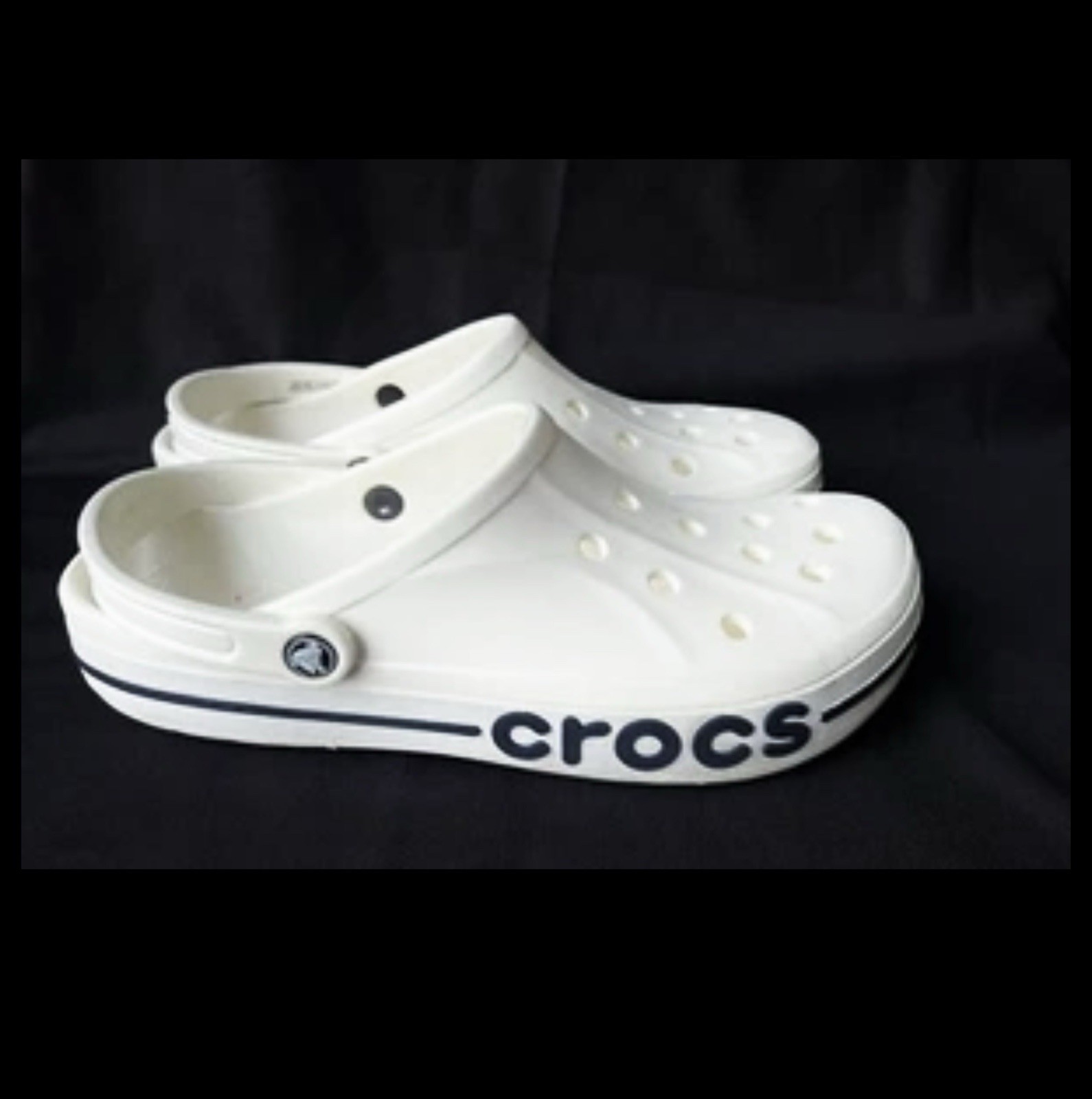 Crocs Bayaband Clog White Navy Logo 205089-126 Men’s Size 13 EUC Fast Shipping