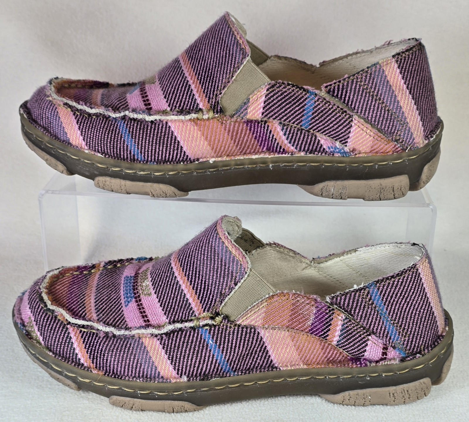 Tony Llama Womens Sz 7.5 Slip-On Shoe Moccsi Rose Canvas Aztec Western TLC106L