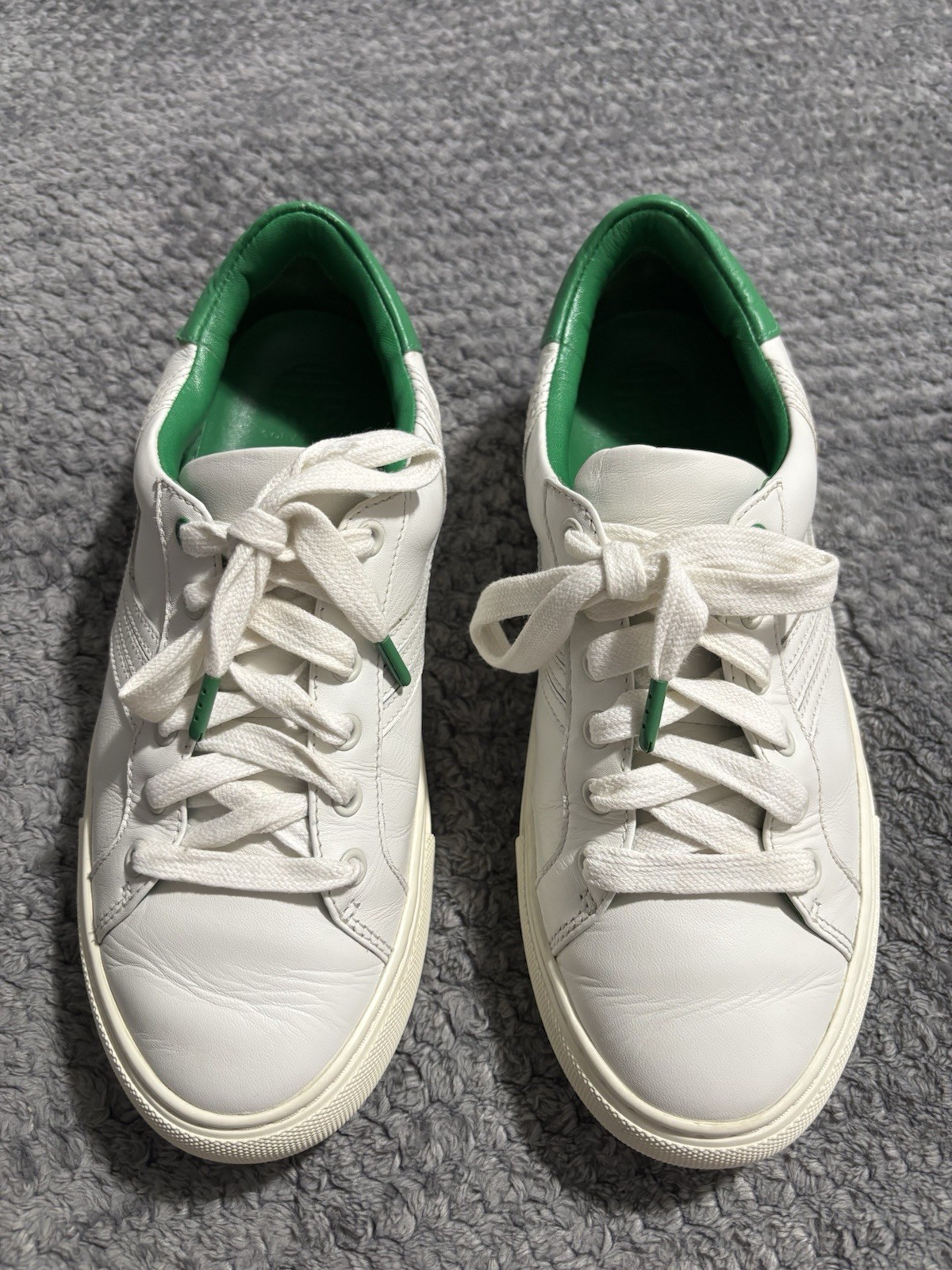 Tory Burch Women’s Sport Chevron Sock Sneakers, Size 7.5 Leather, Forest Green