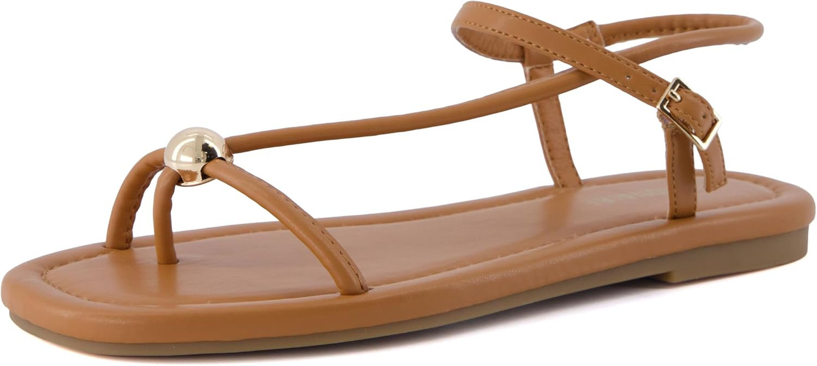 Alias Squared Toe Womens Sandals, T-Strap Flat Sandal with Cushioned Footbed and