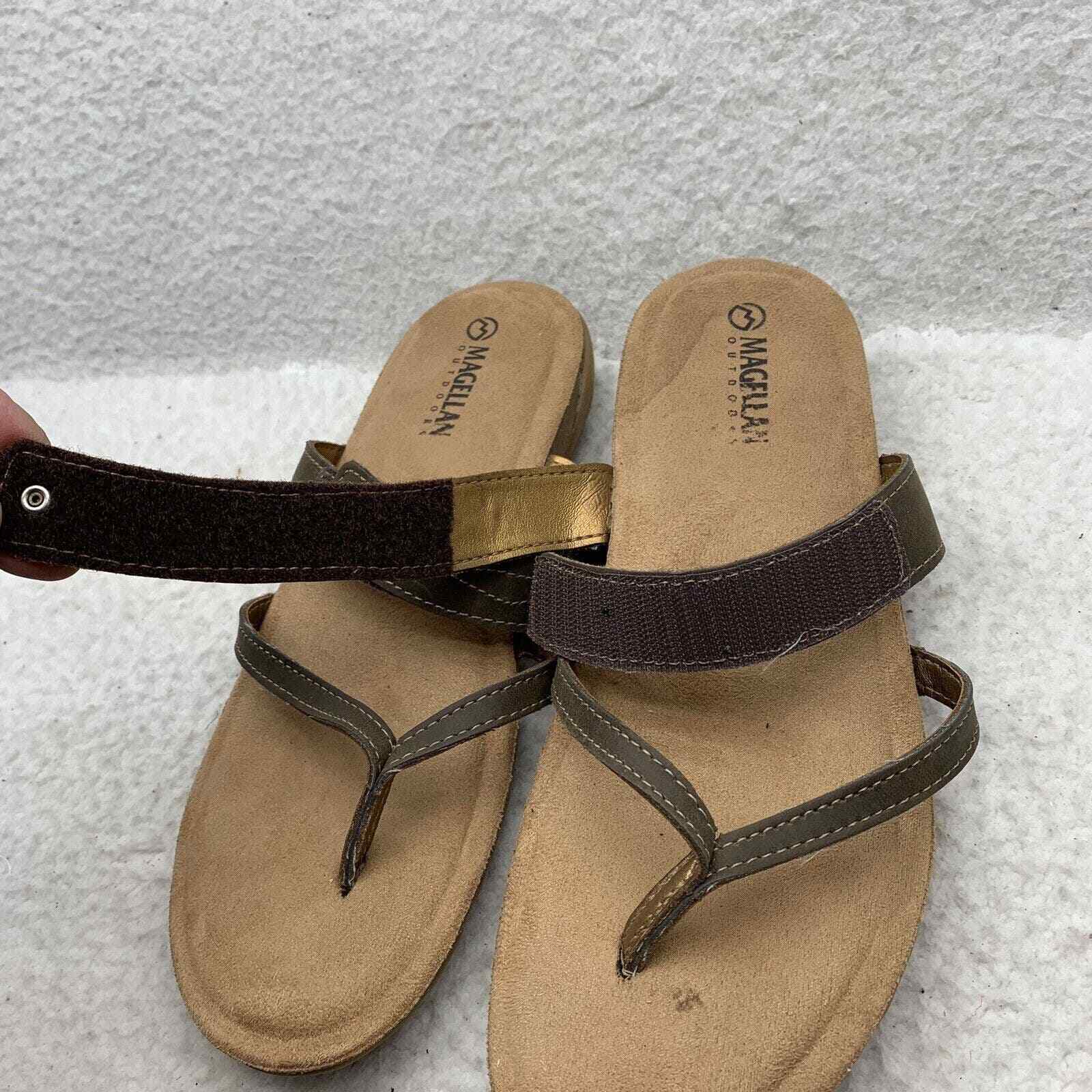 Magellan Outdoors Sandals Womens 11 Strappy Flip Flop Thong Tan Brown Summer