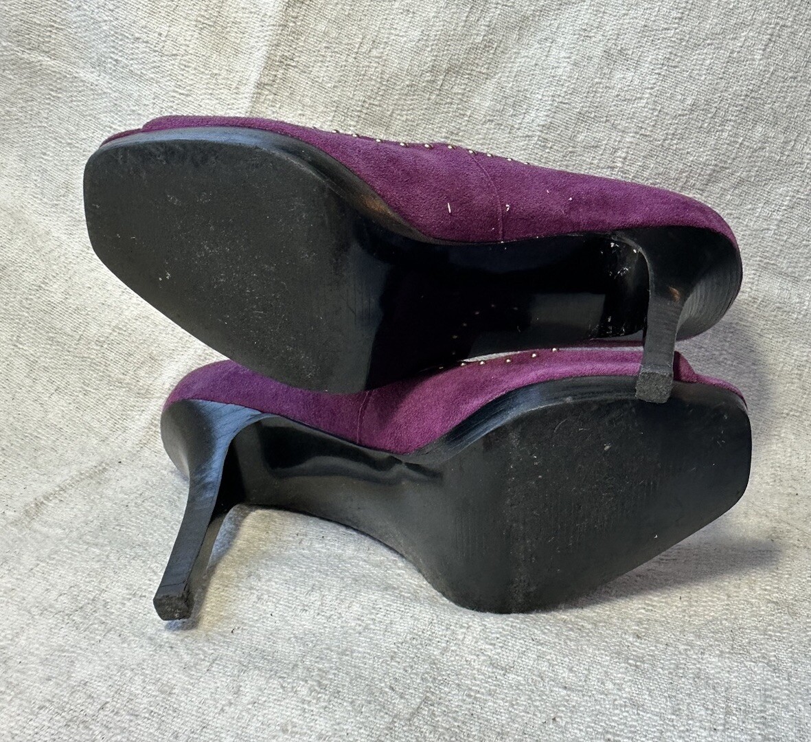 Jessica Simpson Womens Purple Suede Platform Peep Toe Pumps Sz 6.5 Pre-owned
