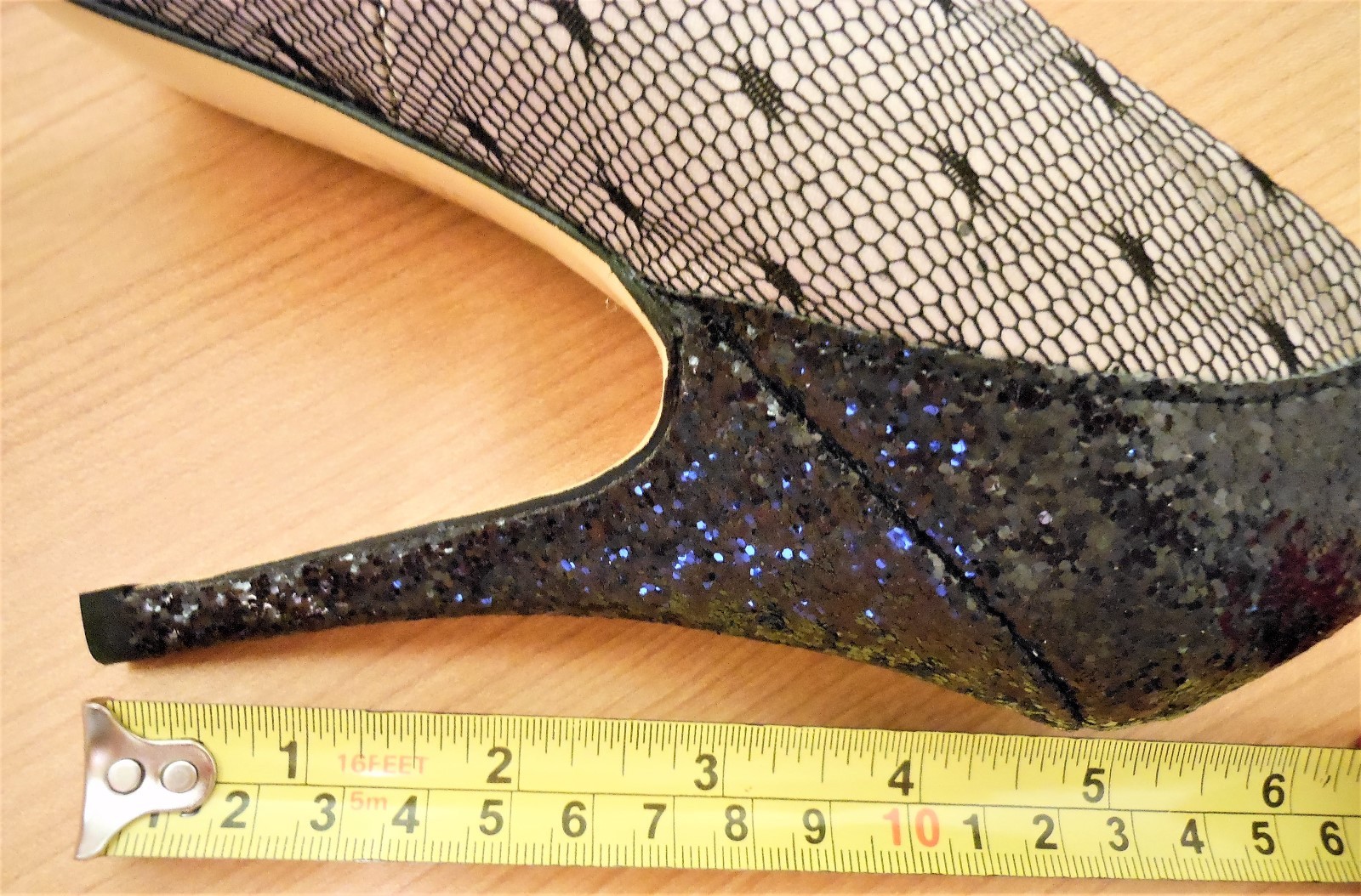 Lulu Townsend ‘Vivian’ Fishnet & Sparkle Stiletto Heel Toe Hidden Platform 7.5