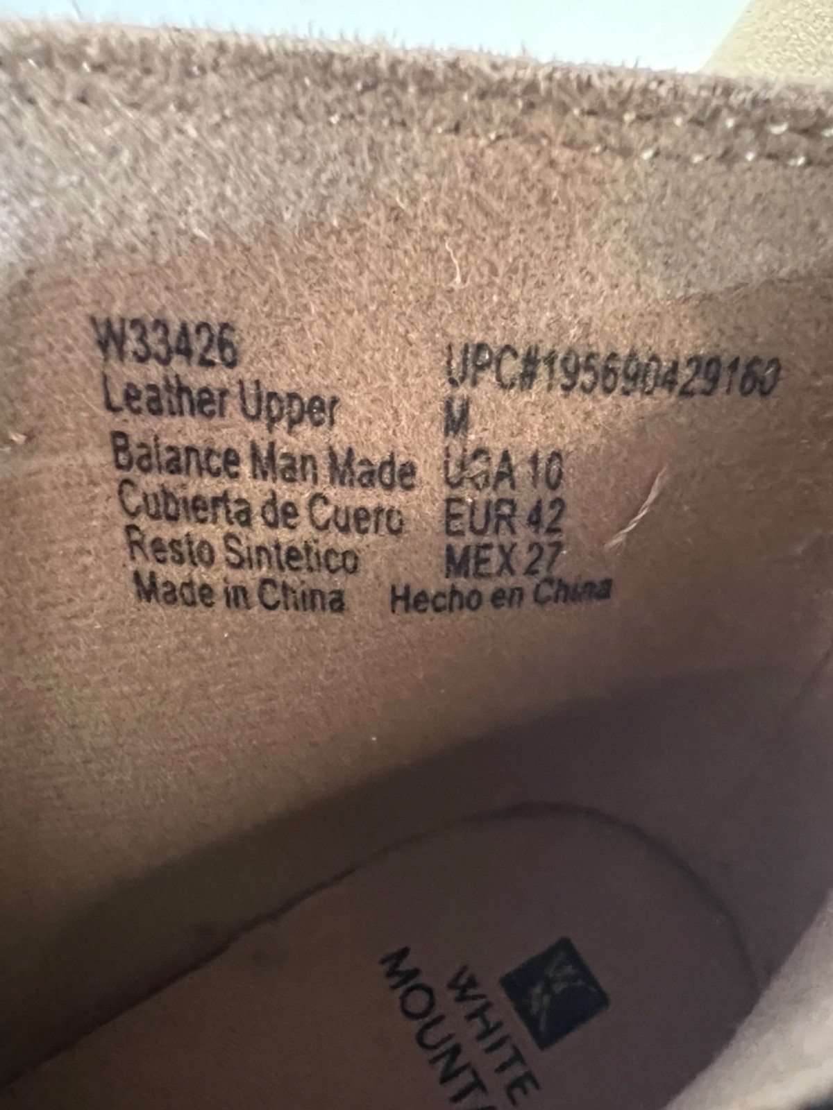 Womens White Mountain Ankle Boot, size 10M, Beige, Suede Upper, side zipper.