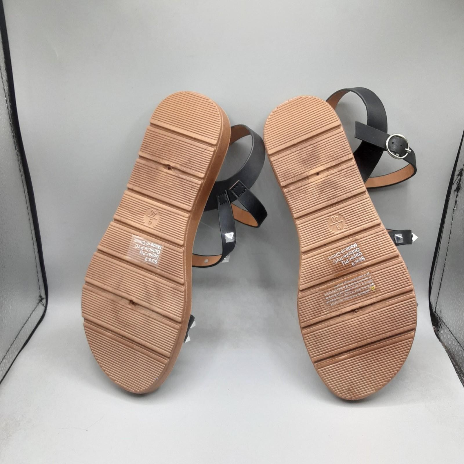 Olivia Miller Women’s Sandals London 9M Black Strappy Studded A112