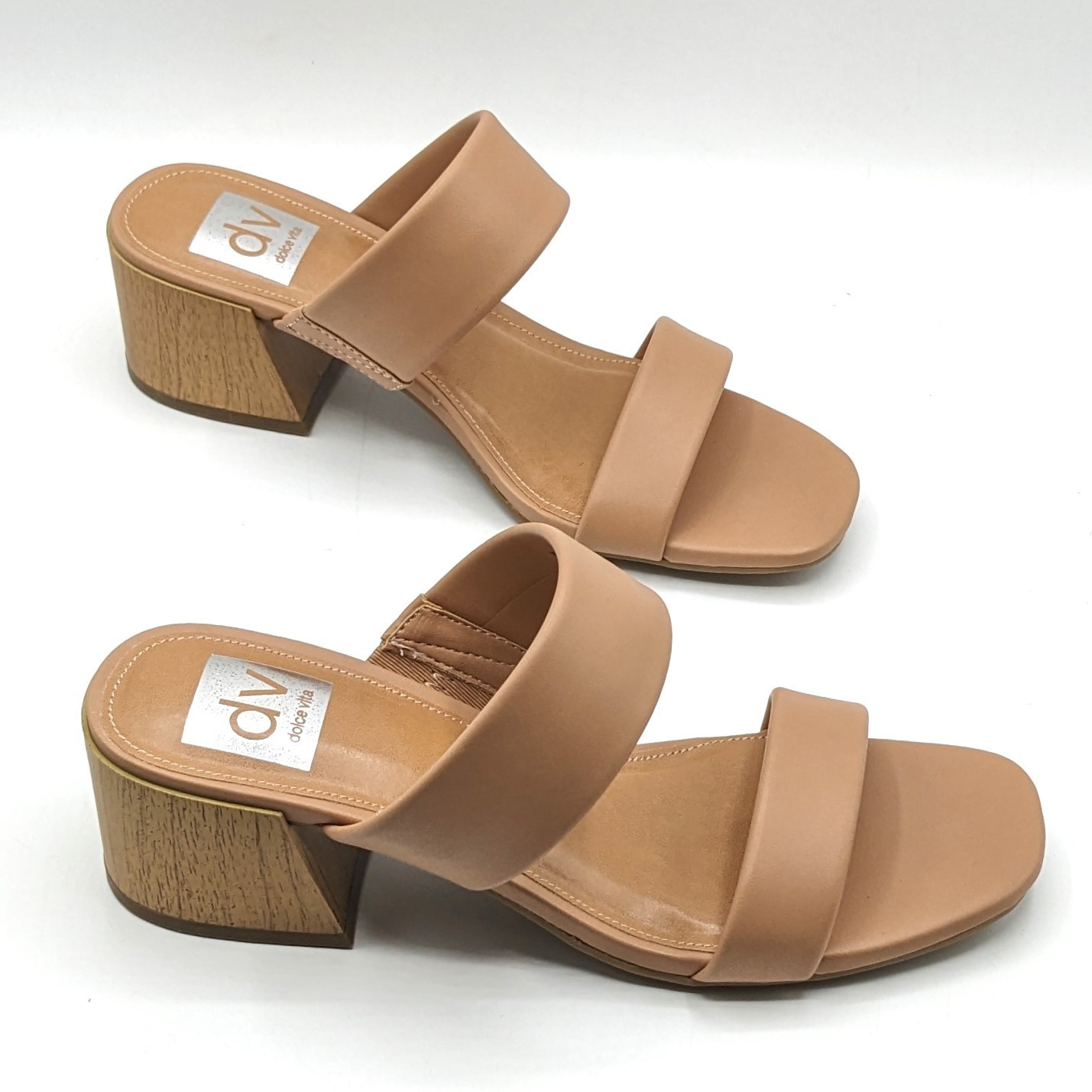 dv by Dolce Vita Sharona Women’s Dual Straps with Block Heel Sandals (Café) NEW