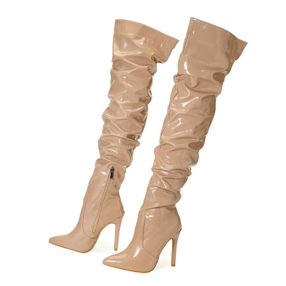 Women Thigh High Boots Patent Leather Stiletto Pointed Toe Over Knee US 5.5-9.5