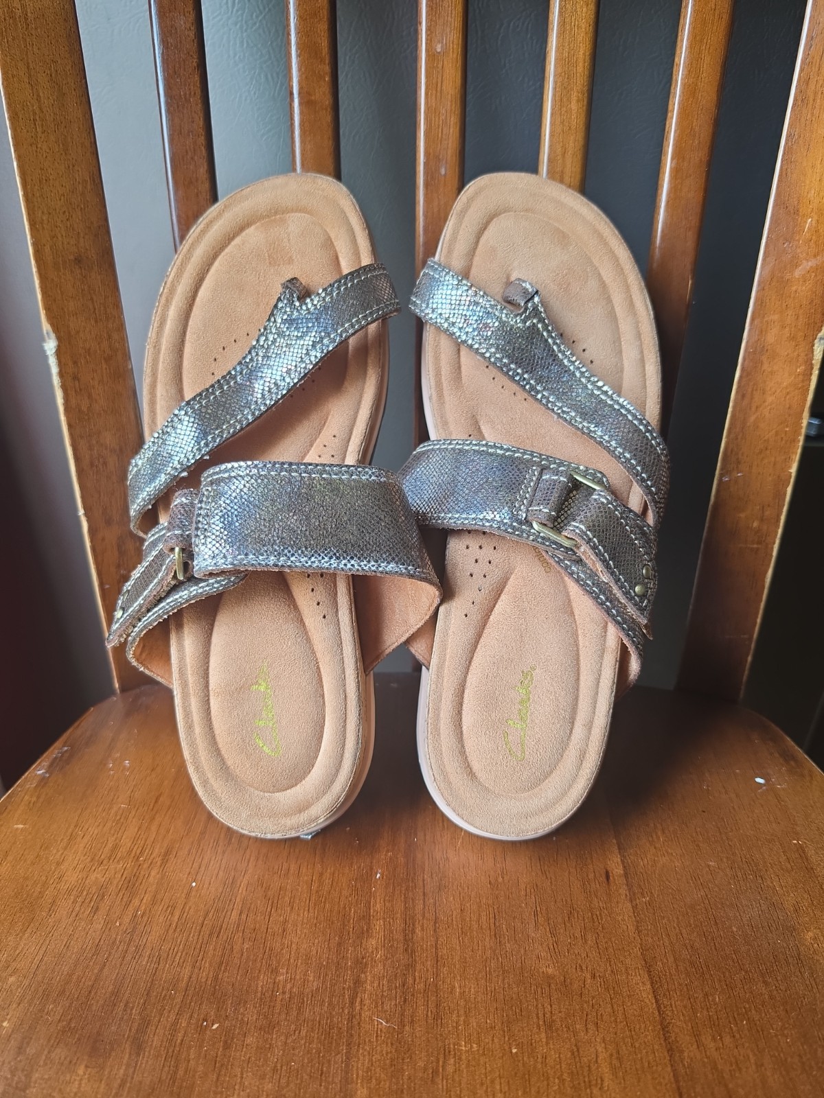 Clarks Womens Yatch Comfort Sandal Gold/Bronze Slip Size Us 8.5