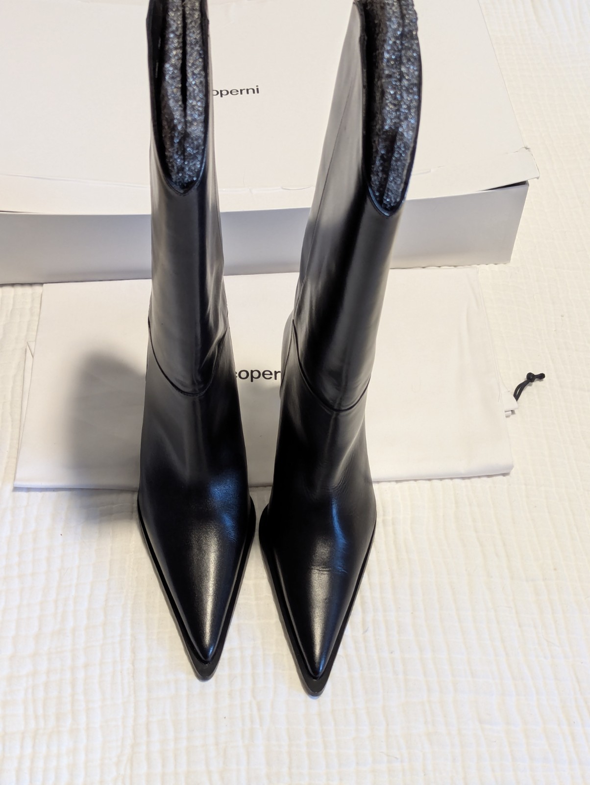 Coperni Bridge Cowboy Black Leather Boots Size EU 38 US 8