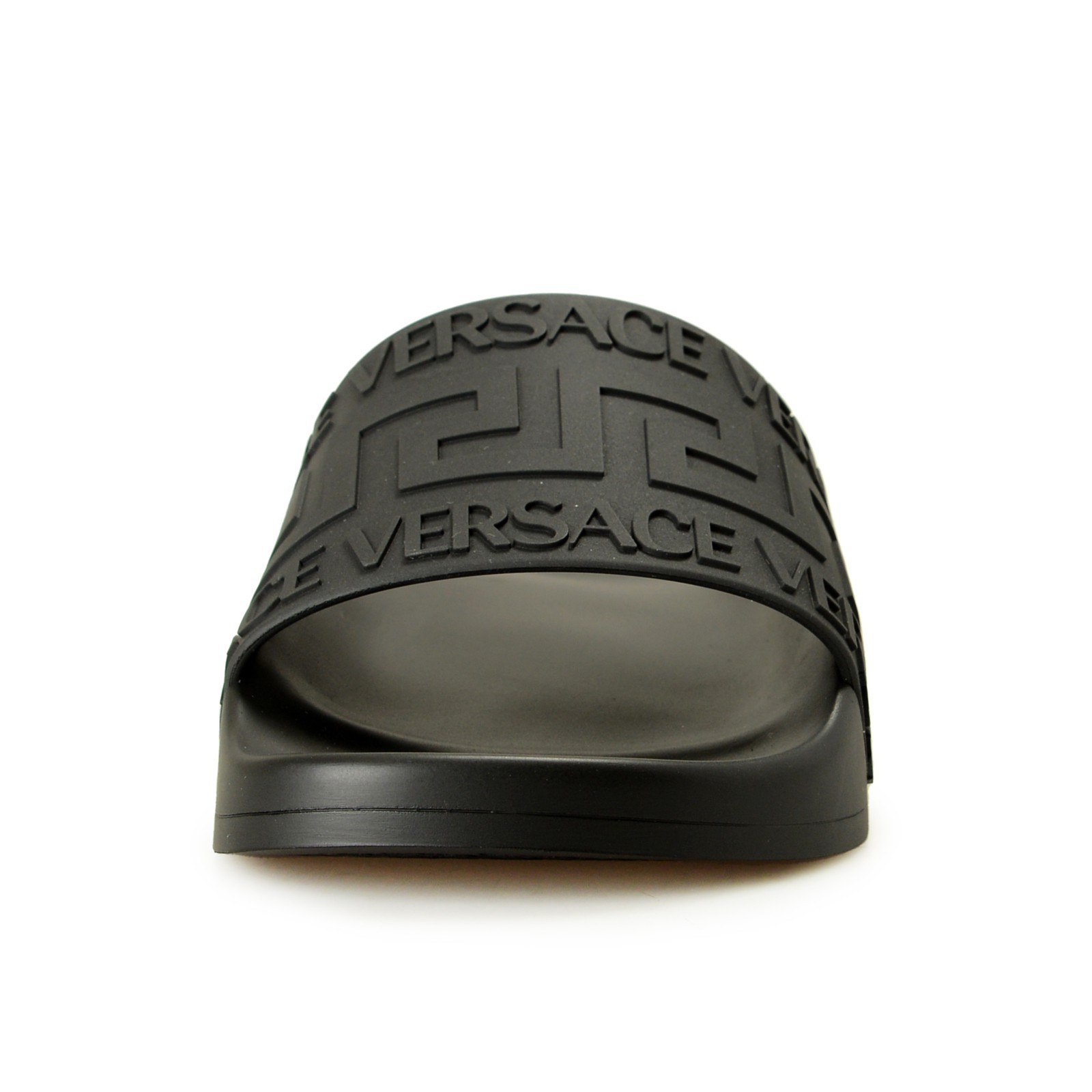 Versace Women’s Black Rubber Logo Print Sandals Flip Flops Shoes US 6 IT 36