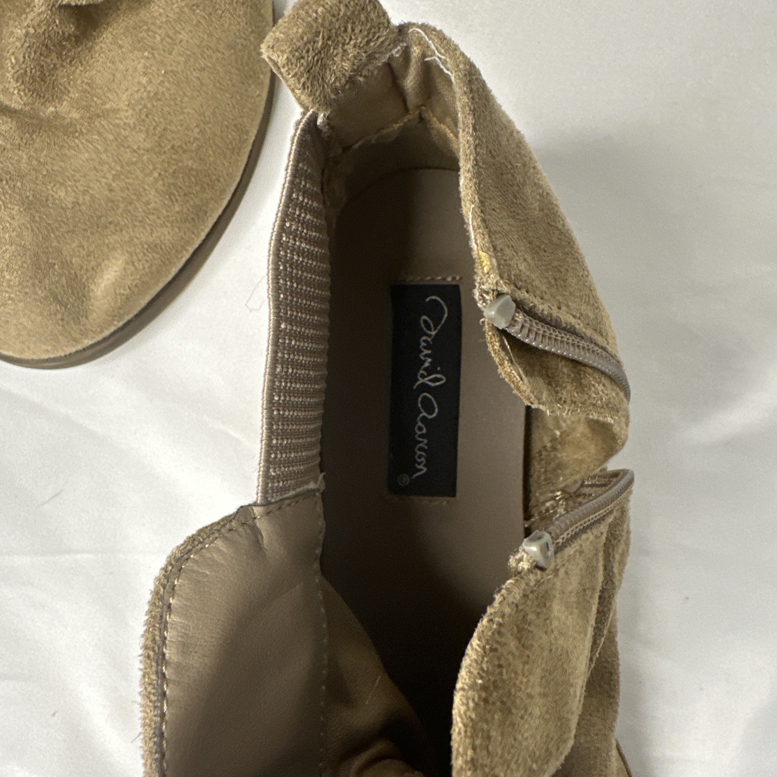 David Aaron Ankle Boots Suede Leather Side Zip Casual Tan Size 8.5