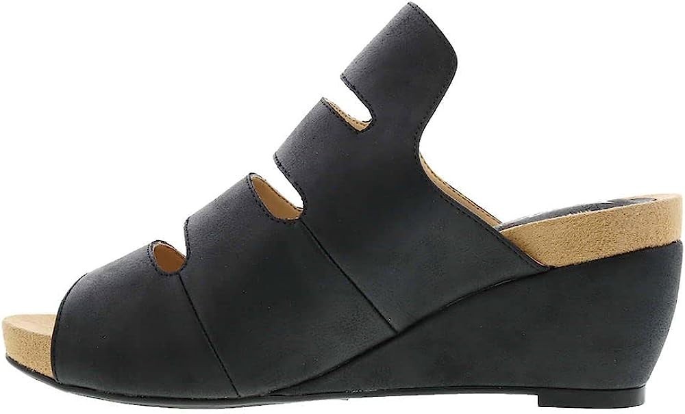 NIB Black Smooth Womens Bellini Slip on Wedge Sandals Size 12 W