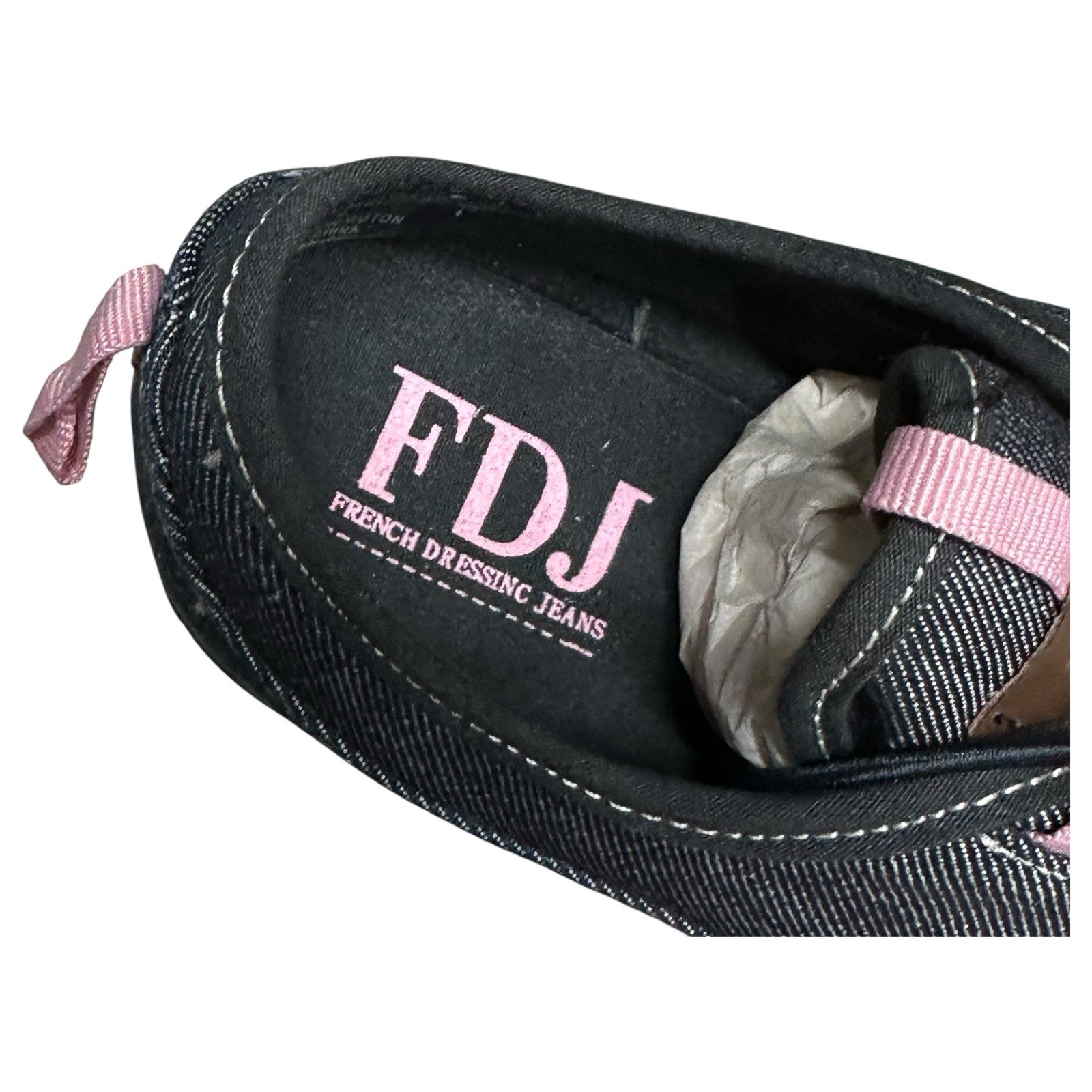 FDJ French Dressing Denim Sneakers Breast Cancer Awareness Jeweled Womens 7