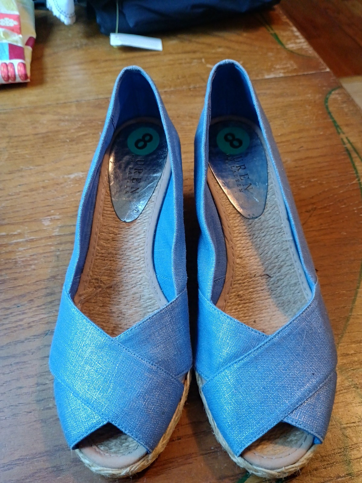 Lauren Ralph Lauren Cecilia Espadrille Wedge Sandals Size 8 Periwinkle