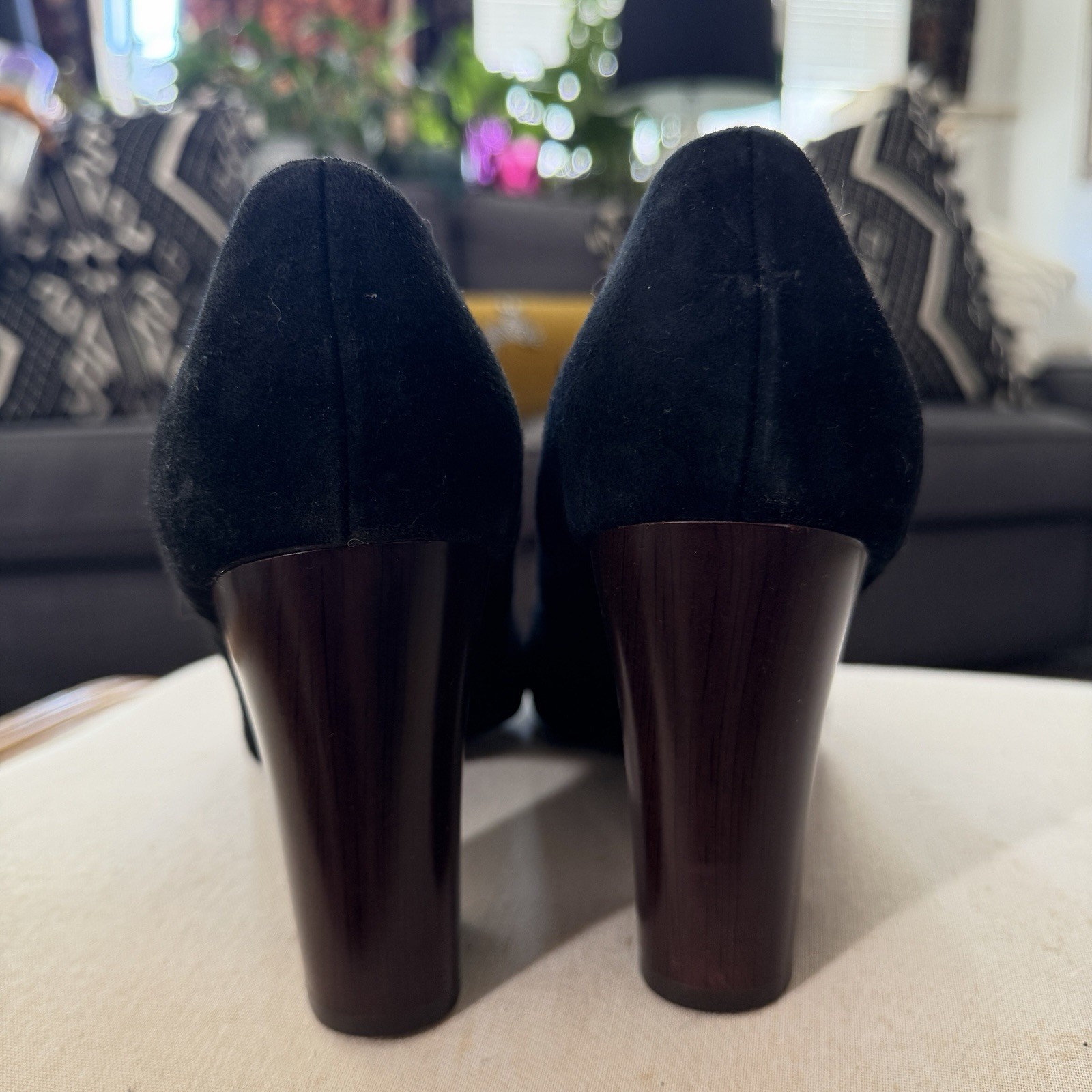 Missoni for Target Suede Chevron Block Heel Pumps Black Size 11 Retro Designer