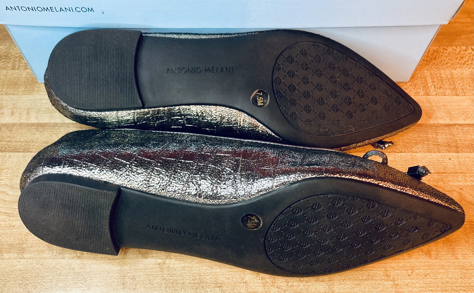 Antonio Melani Noah Flats Metallic Black/Galaxy Size 7.5 New