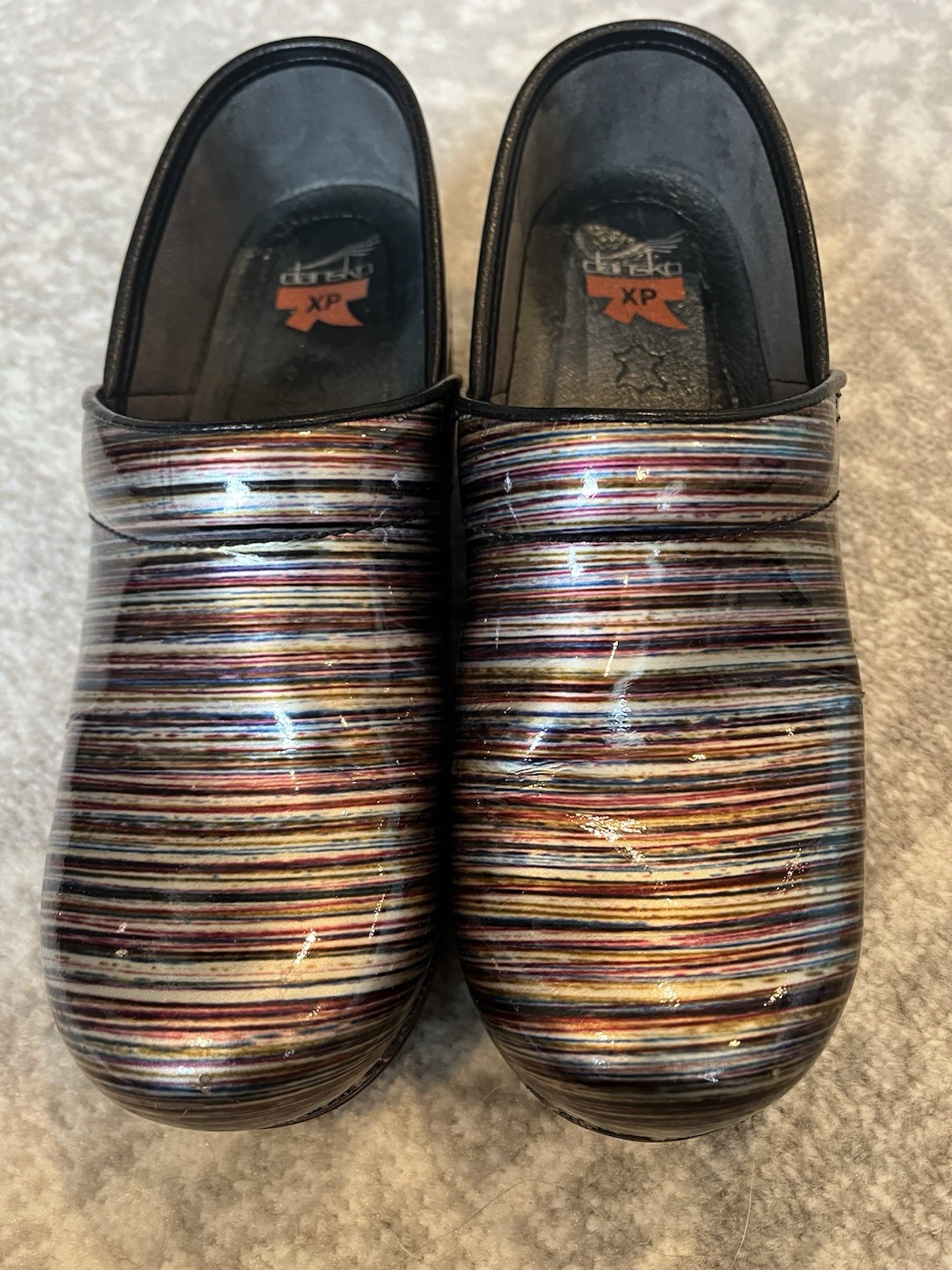 Dansko Women Multicolor Beige Stripe Nurses Clog Medical Shoe Size 38 (US 7.5-8)