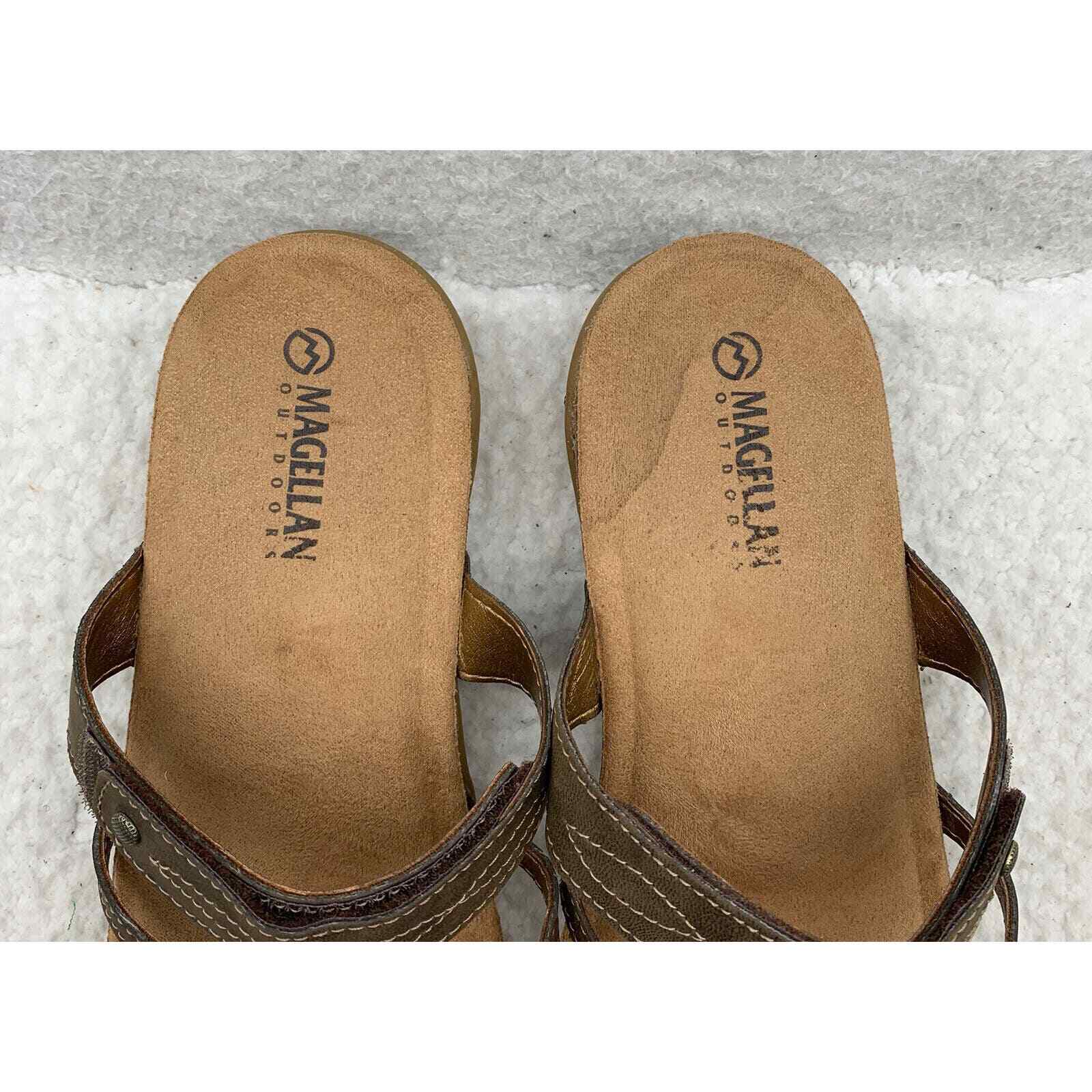 Magellan Outdoors Sandals Womens 11 Strappy Flip Flop Thong Tan Brown Summer