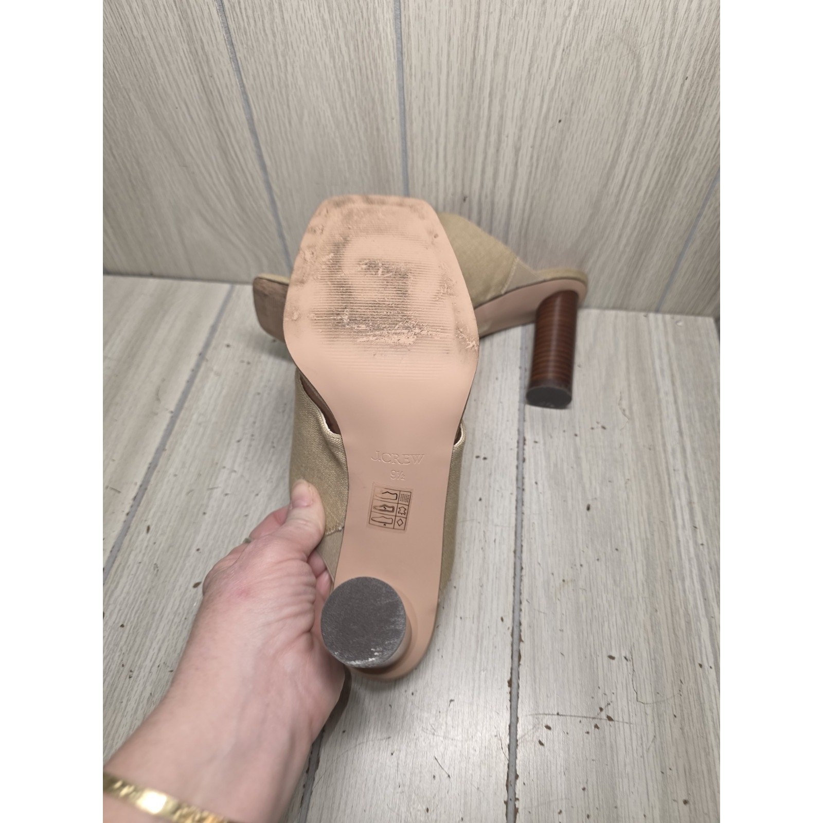 J CREW Rounded-Heel Thong Sandals In Linen Size 9.5 Cute Round Heel 3.5″