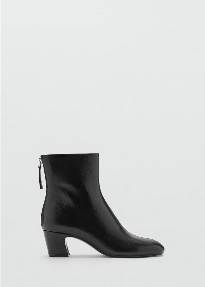 NEW MANGO MNG $139 BLACK LEATHER ZIPPED ANKLE BOOTS SZ 37 US 6.5