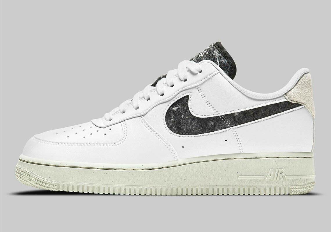 Women Nike Air Force 1 Low Recycled Wool White Bone Grey Black DA6682-100 sz 9.5