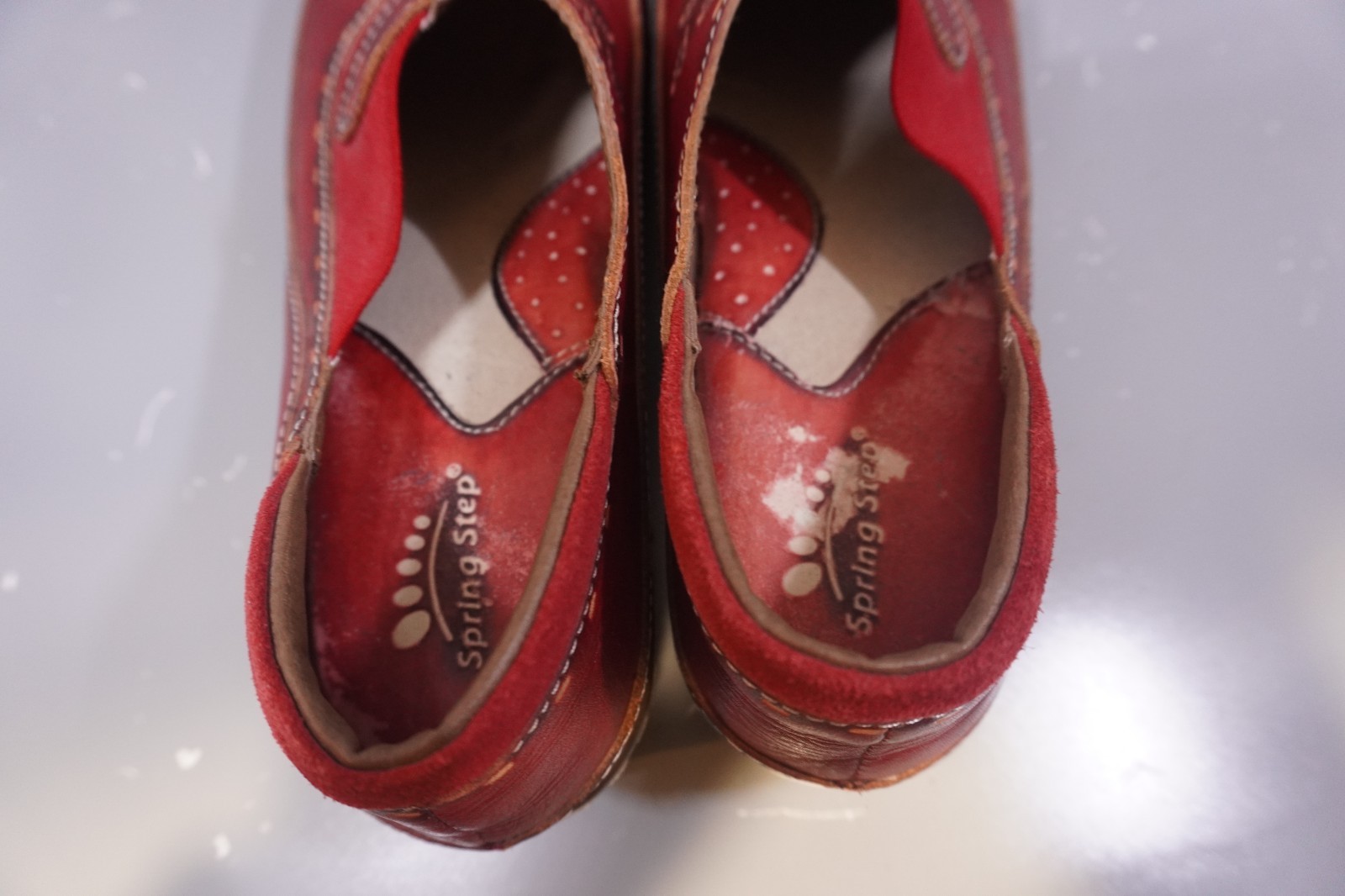 Spring Step Clogs Shoes Womens Sz EU 40 US 9 Burbank Leather Flower Leaf Red