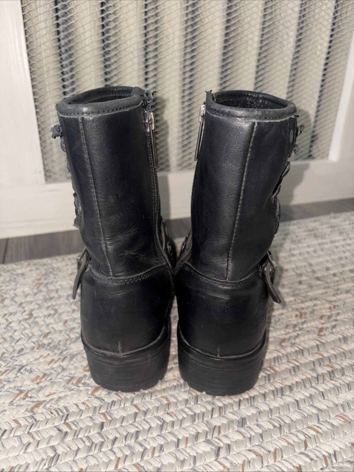 Harley-Davidson Women’s Black Leather Biker Boots Size 7 M #83771
