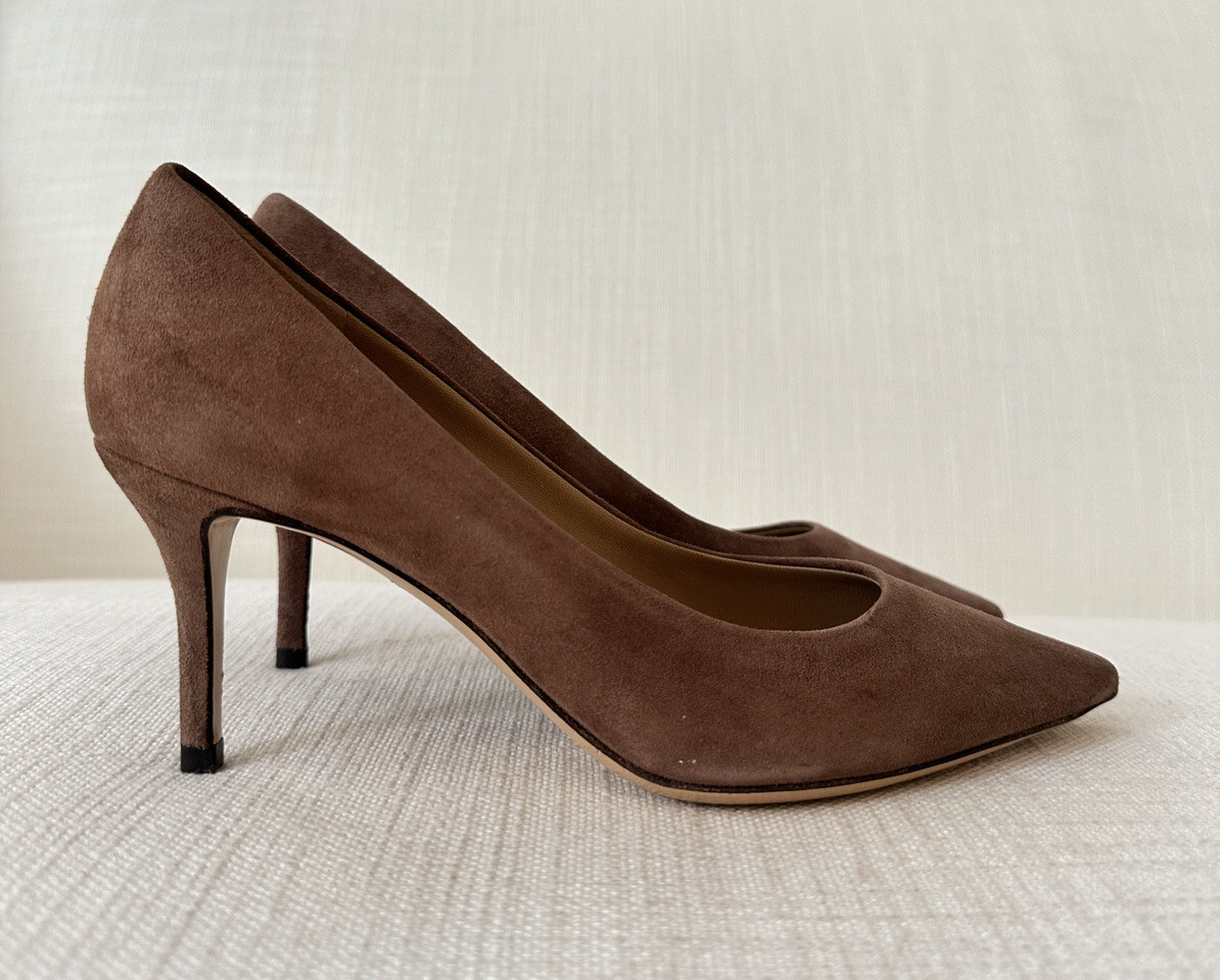Salvatore Ferragamo Susi Deep Taupe Suede Heels Size EUR 36 (5.5C) NEW WITH BOX