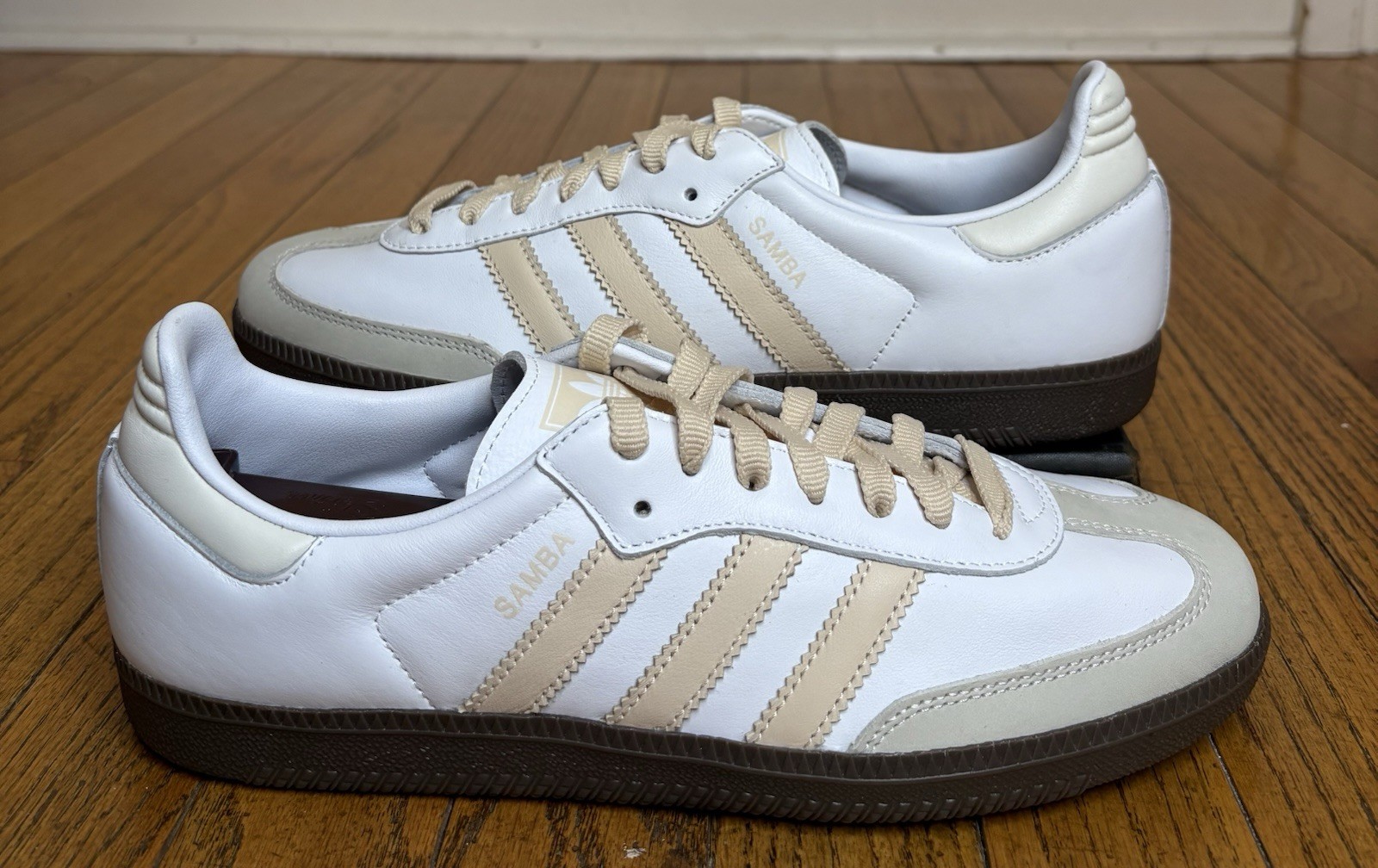 Adidas Samba OG Women 9 White Sand Strata Retro Terrace Gum Sole Sneakers Casual