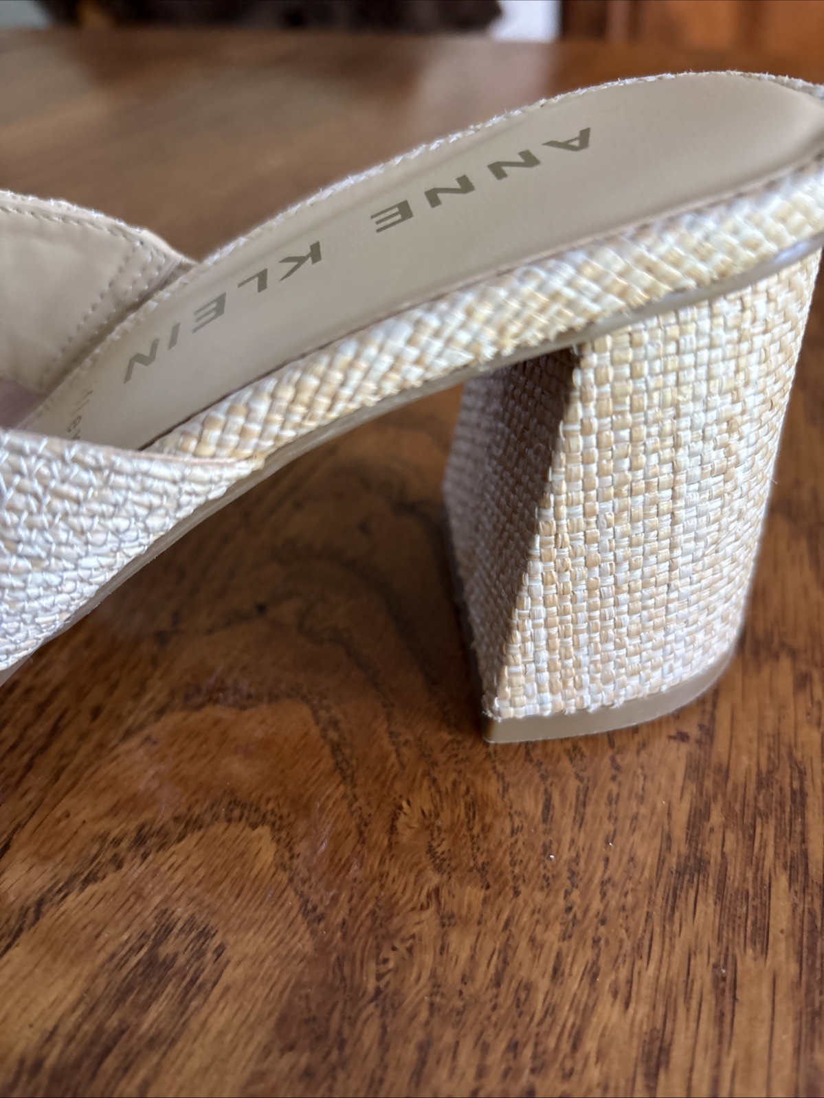 Anne Klein Women’s Size 7 1/2 Atlas Dress Sandals Raffia-Style 2.75 Inch Heels