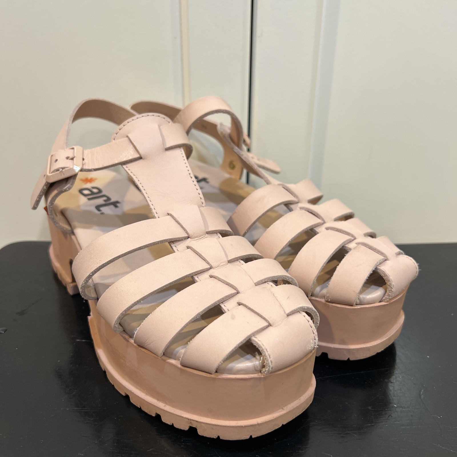 The Art Company Womens pink Leather Art Core Platform sandals Shoes cage 39